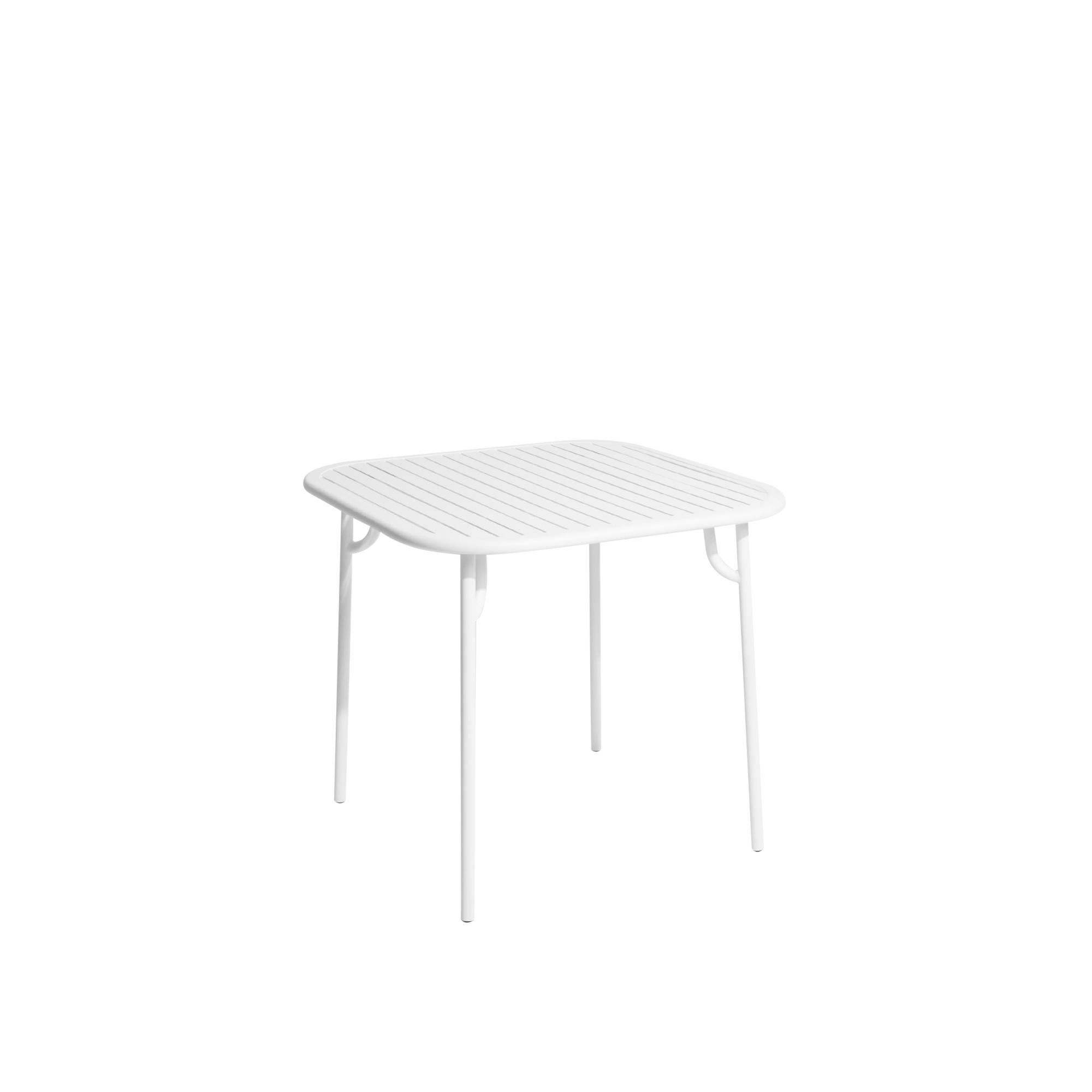 Petite Friture Week-End Square Dining Table in White Aluminium with Slats by Studio BrichetZiegler, 2017

The week-end collection is a full range of outdoor furniture, in aluminium grained epoxy paint, matt finish, that includes 18 functions and 8