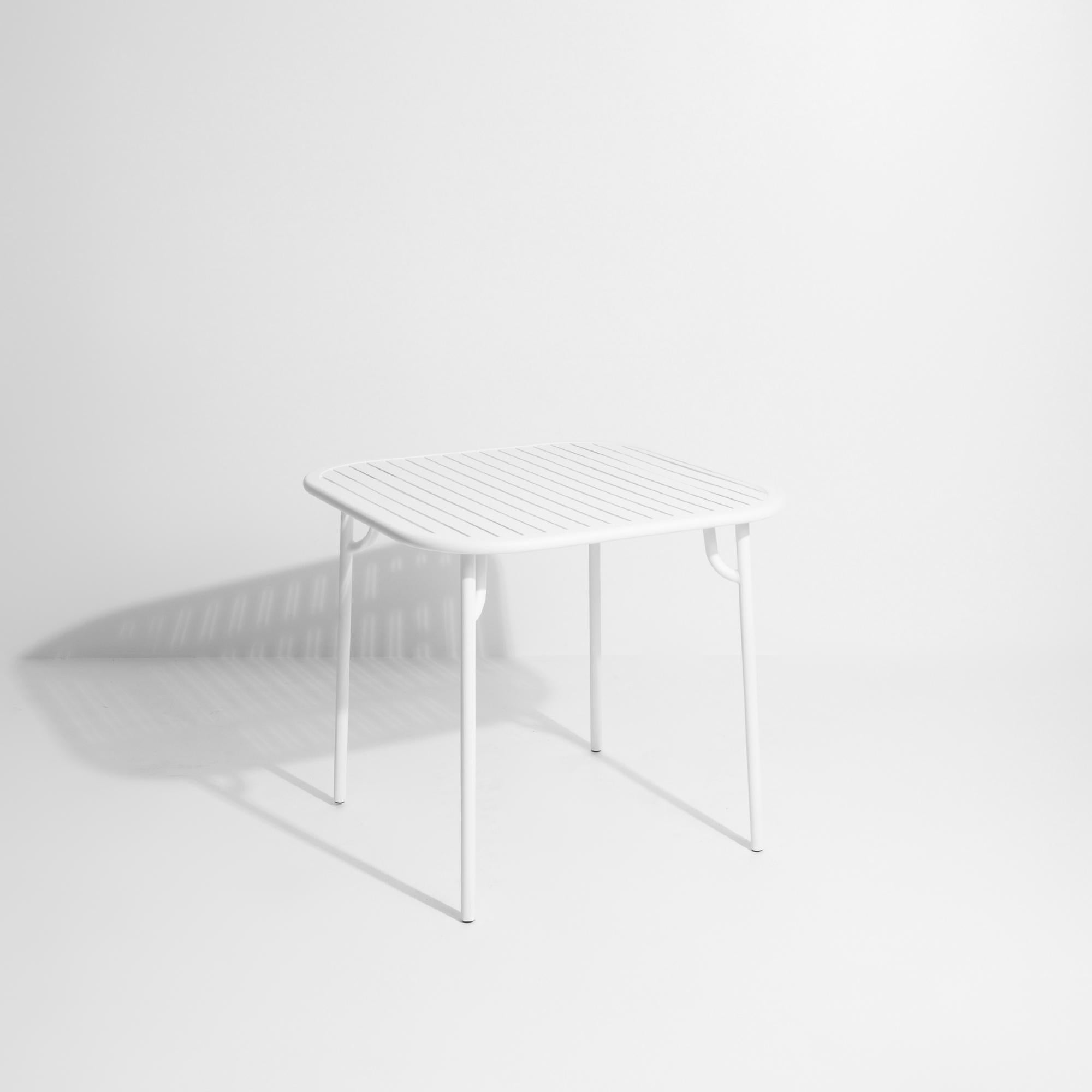 Chinese Petite Friture Week-End Square Dining Table in White Aluminium with Slats For Sale