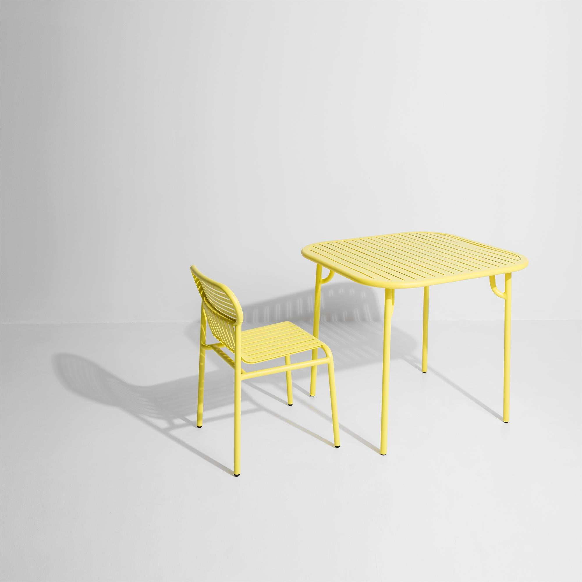 Chinese Petite Friture Week-End Square Dining Table in Yellow Aluminium with Slats For Sale
