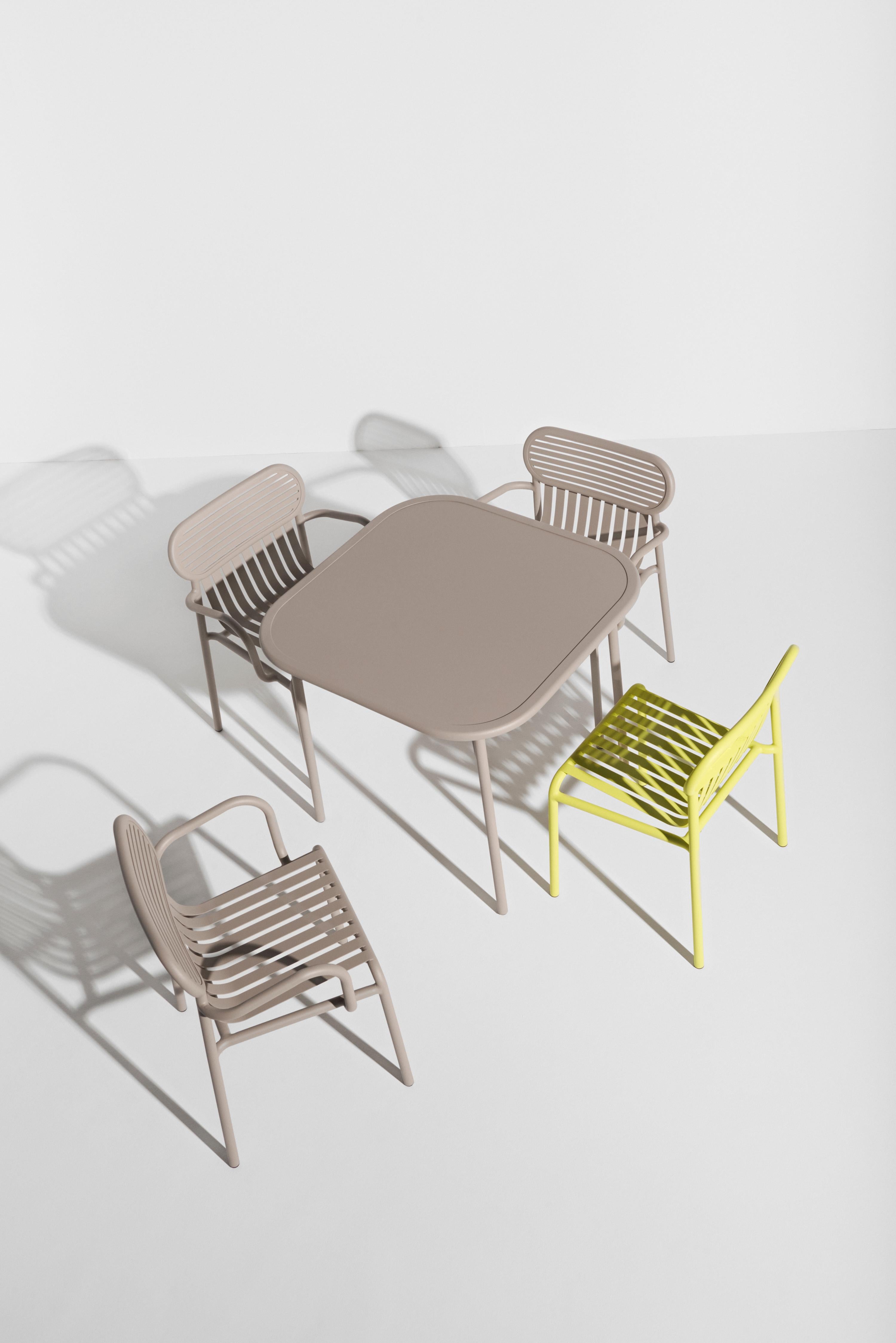 Aluminum Petite Friture Week-End Square Dining Table in Yellow Aluminium with Slats For Sale