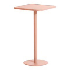 Petite table haute carrée Week- End de Friture en aluminium brossé, 2017