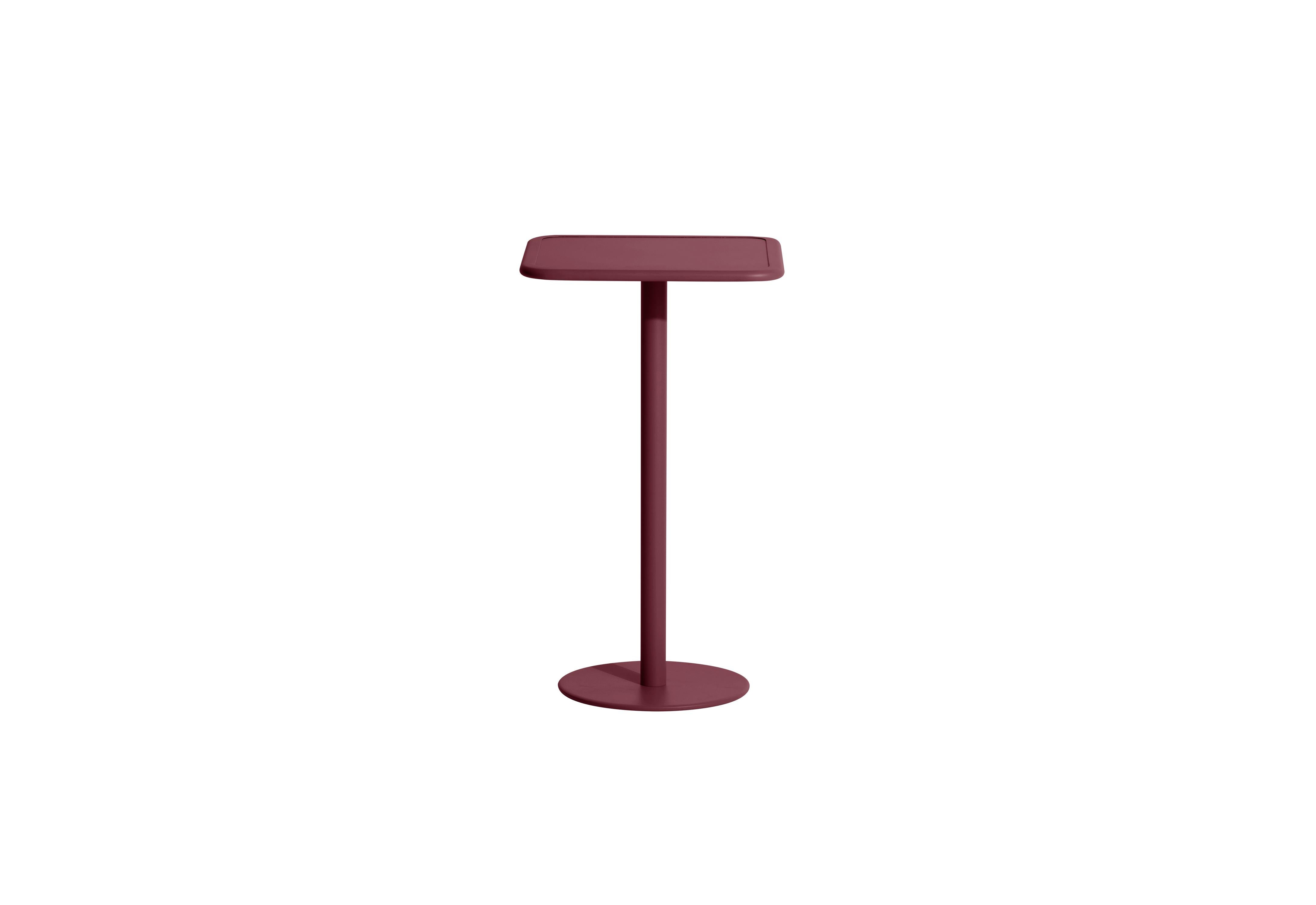 Petite Friture Week-End Square High Table in Burgundy Aluminium by Studio BrichetZiegler, 2017

The week-end collection is a full range of outdoor furniture, in aluminium grained epoxy paint, matt finish, that includes 18 functions and 8 colours