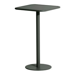 Petite table haute carrée Week-end en verre et aluminium vert de Friture, 2017