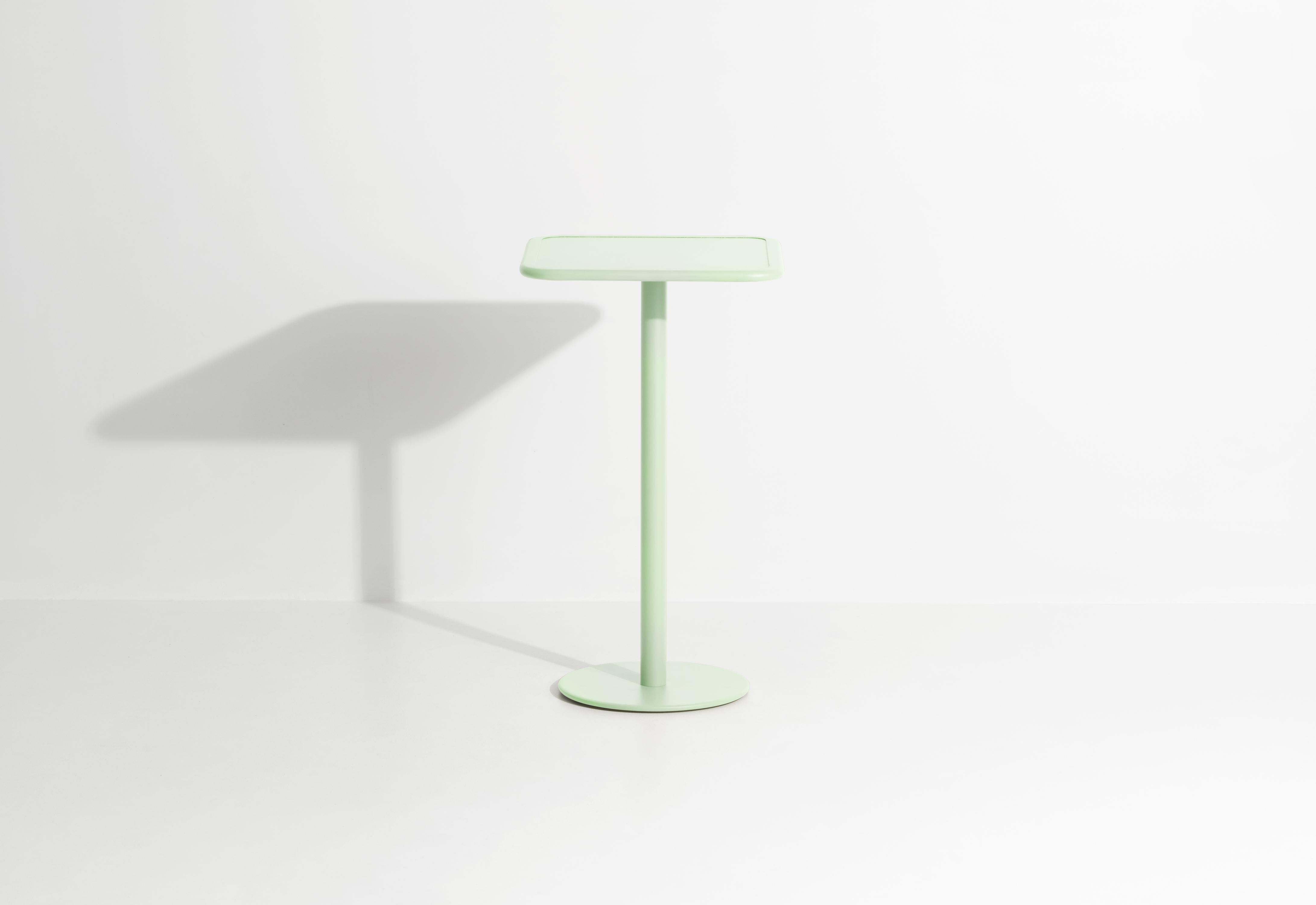Petite Friture Week-End Square High Table in Pastel Green Aluminium by Studio BrichetZiegler, 2017

The week-end collection is a full range of outdoor furniture, in aluminium grained epoxy paint, matt finish, that includes 18 functions and 8