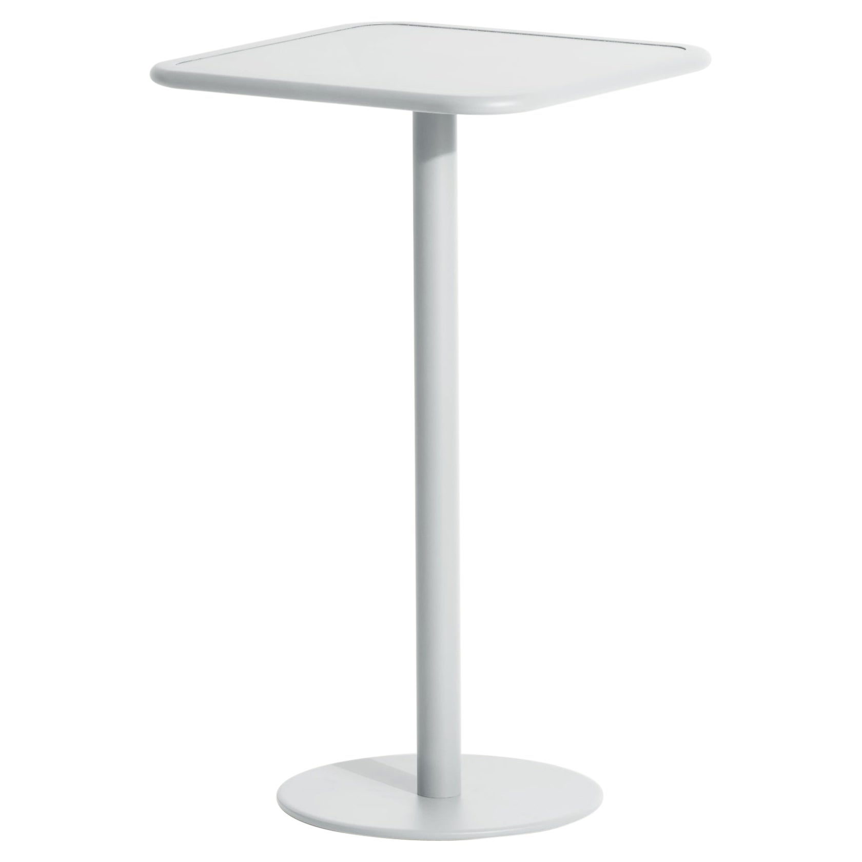 Kleiner quadratischer Friture Week-End-Hoher Tisch aus perlengrauem Aluminium, 2017
