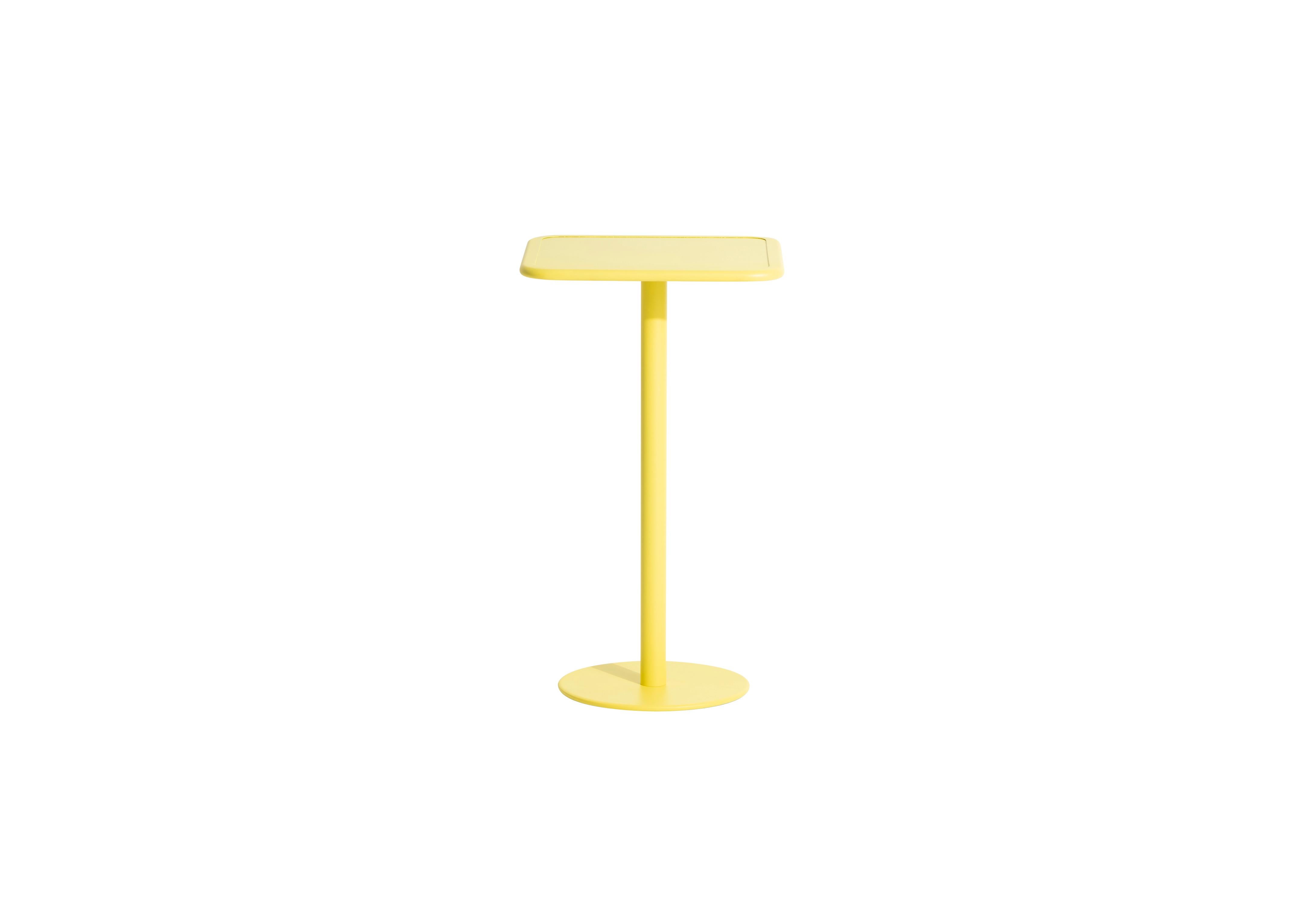 Petite Friture Week-End Square High Table in Yellow Aluminium by Studio BrichetZiegler, 2017

The week-end collection is a full range of outdoor furniture, in aluminium grained epoxy paint, matt finish, that includes 18 functions and 8 colours for