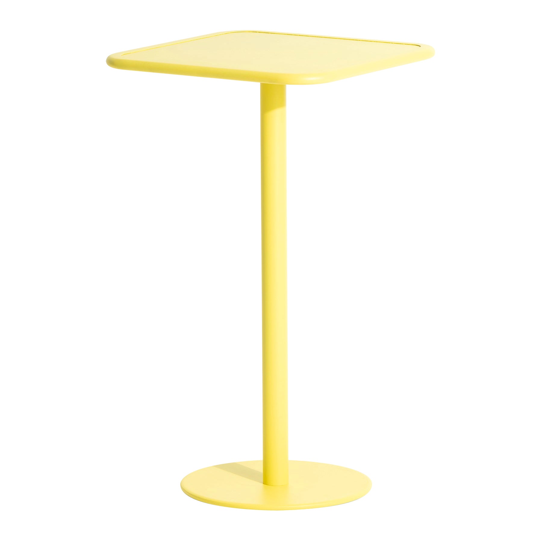 Kleiner quadratischer Friture Week-End-Hoher Tisch aus gelbem Aluminium, 2017