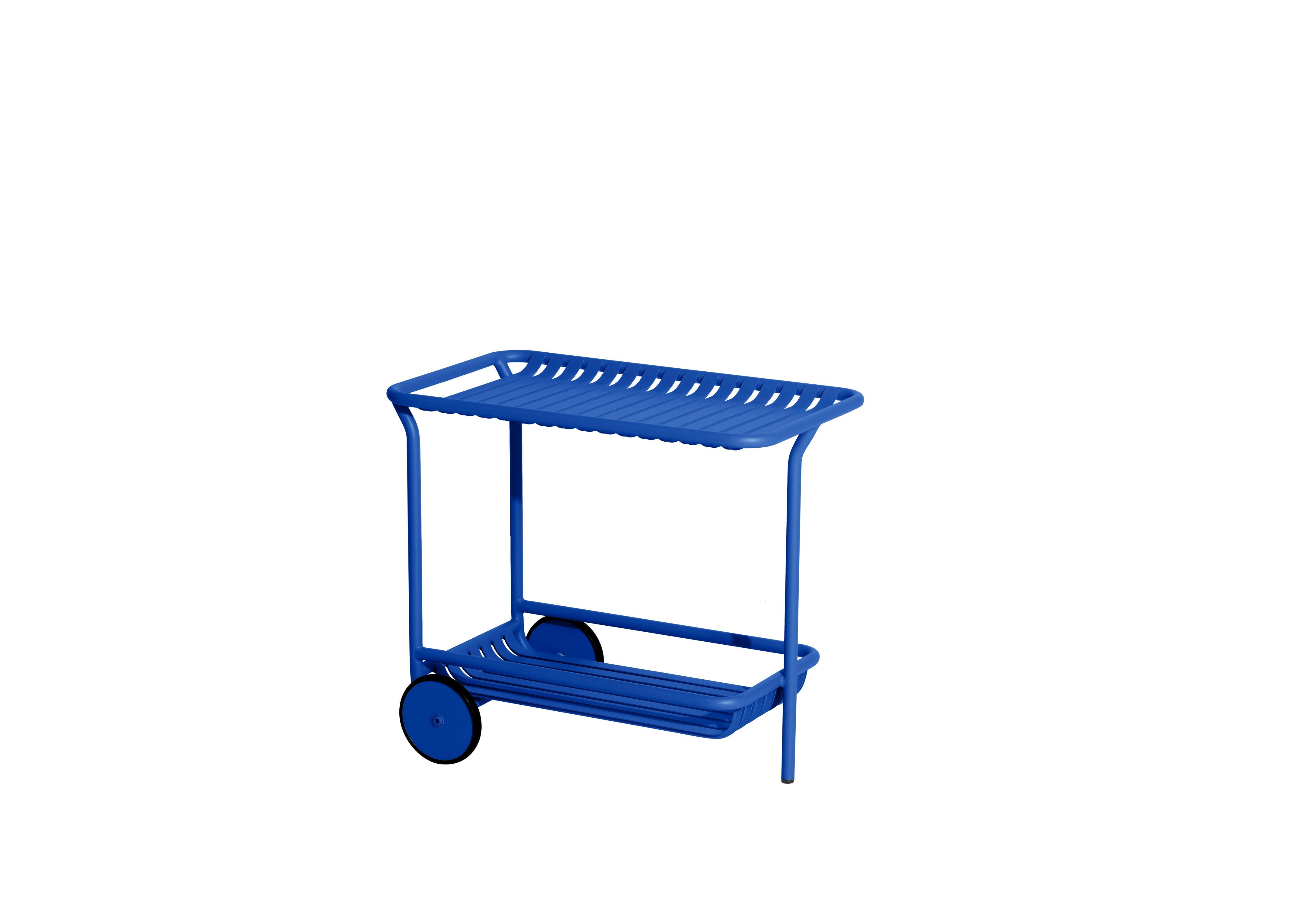 Petite Friture Week-End Trolley in Blue Aluminium by Studio BrichetZiegler, 2017

The week-end collection is a full range of outdoor furniture, in aluminium grained epoxy paint, matt finish, that includes 18 functions and 8 colours for the retail