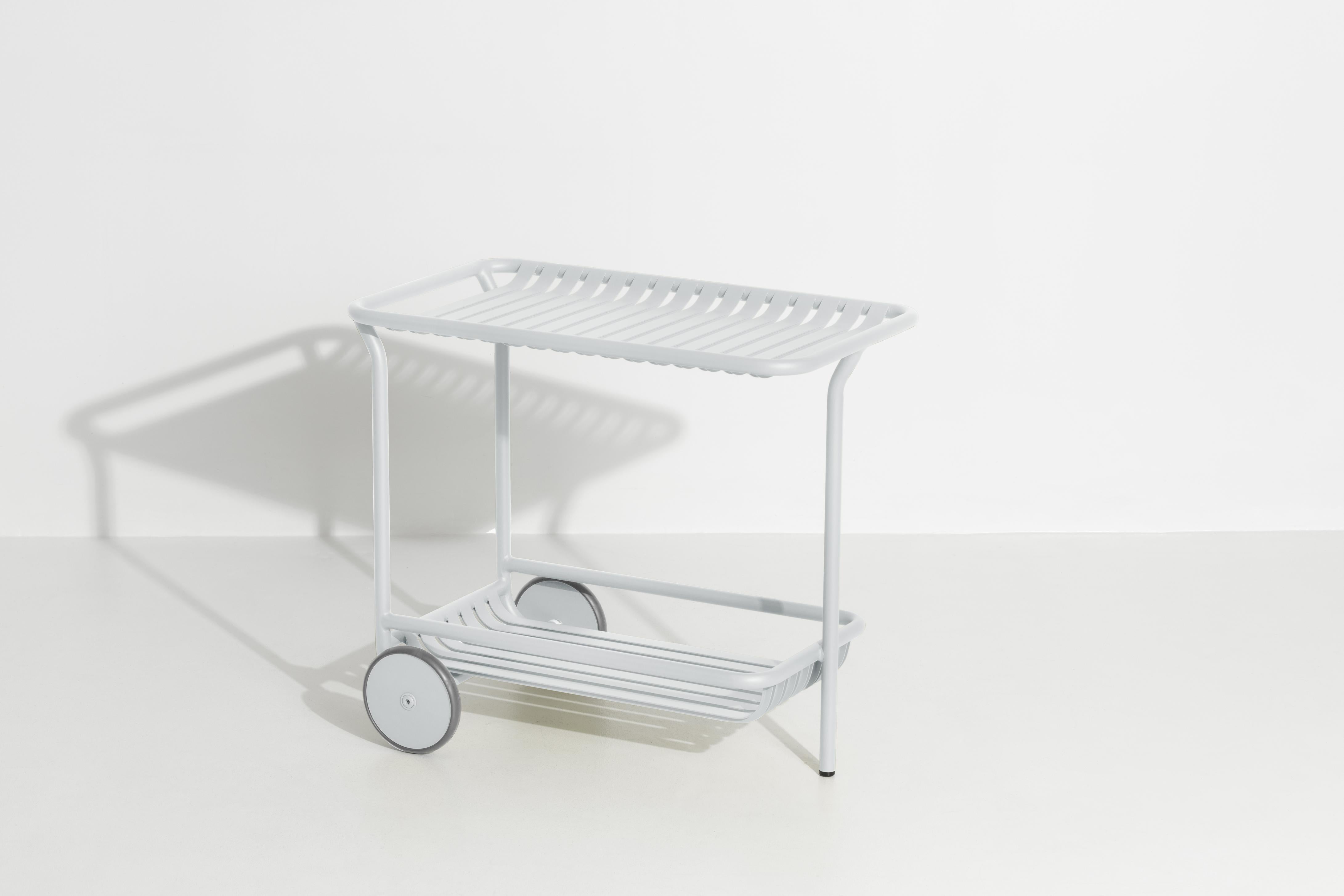 Petite Friture Week-End Trolley in Pearl Grey Aluminium by Studio BrichetZiegler, 2017

The week-end collection is a full range of outdoor furniture, in aluminium grained epoxy paint, matt finish, that includes 18 functions and 8 colours for the
