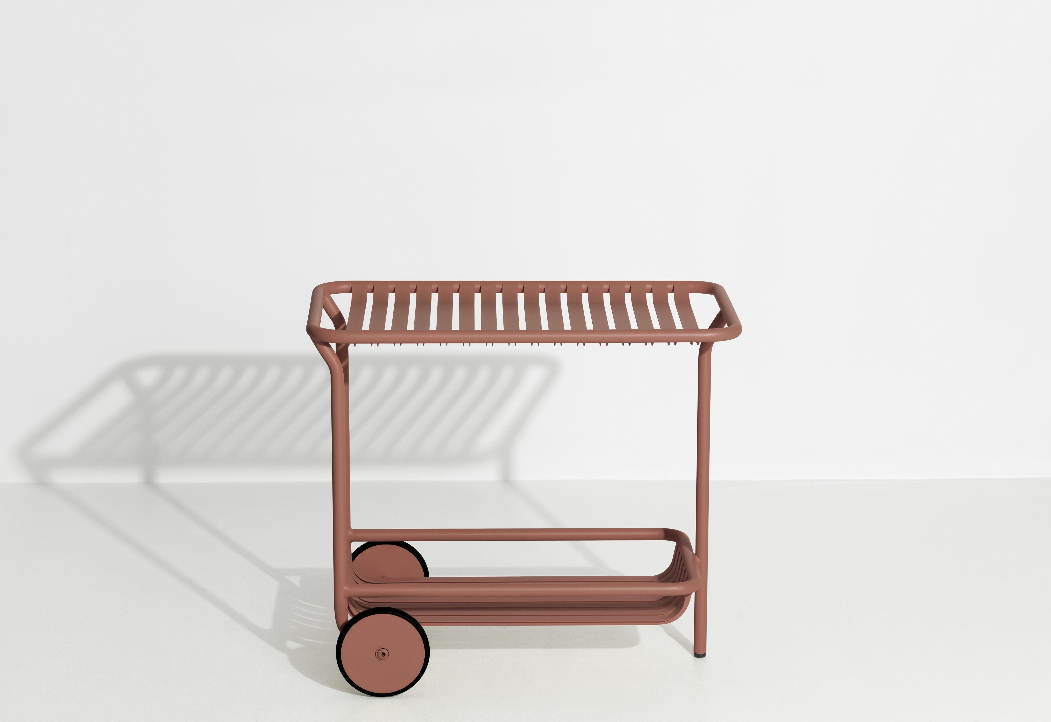 Petite Friture Week-End Trolley in Terracotta Aluminium by Studio BrichetZiegler, 2017

The week-end collection is a full range of outdoor furniture, in aluminium grained epoxy paint, matt finish, that includes 18 functions and 8 colours for the