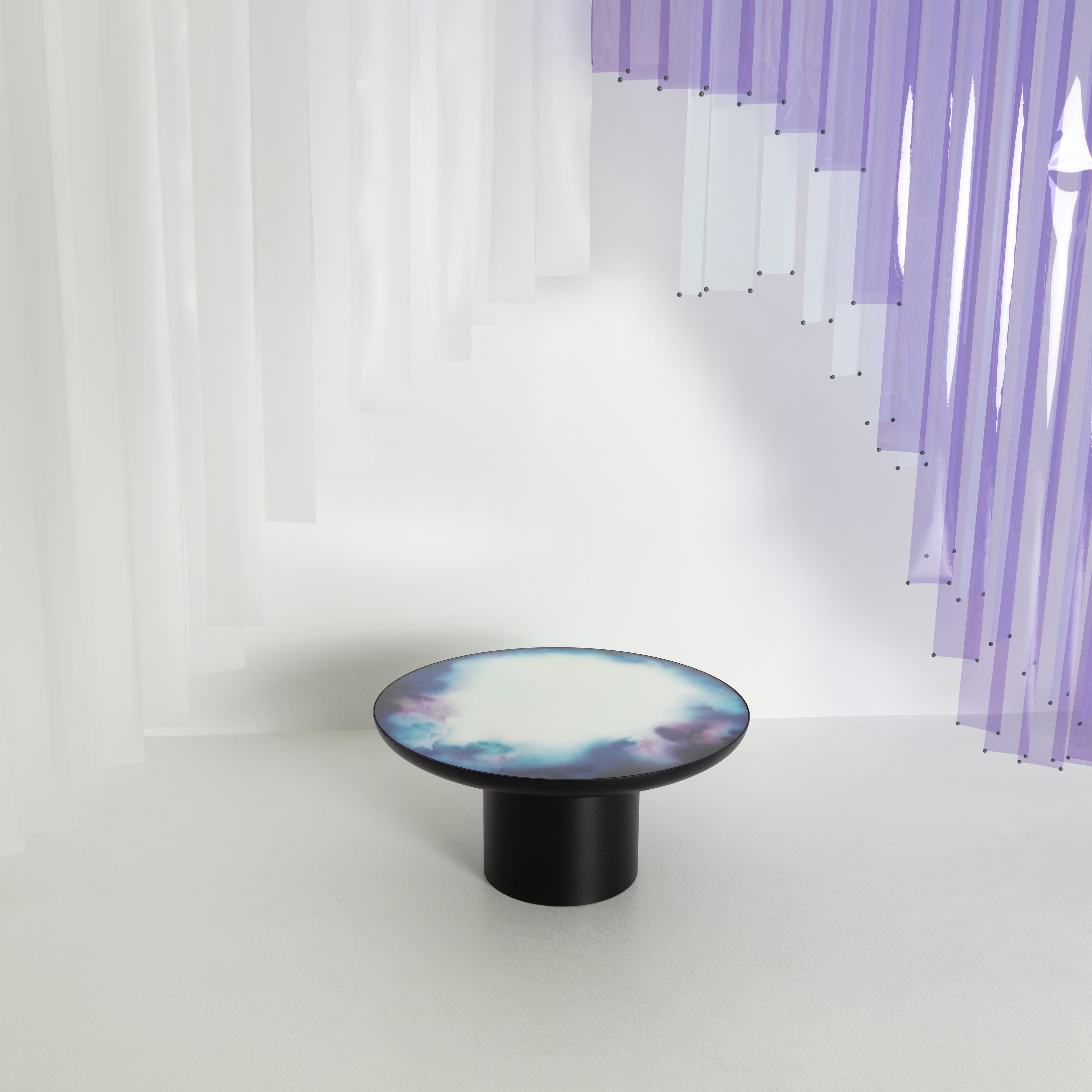 Petite table basse Francis XL en miroir aquarelle noir et bleu de Friture en vente 7