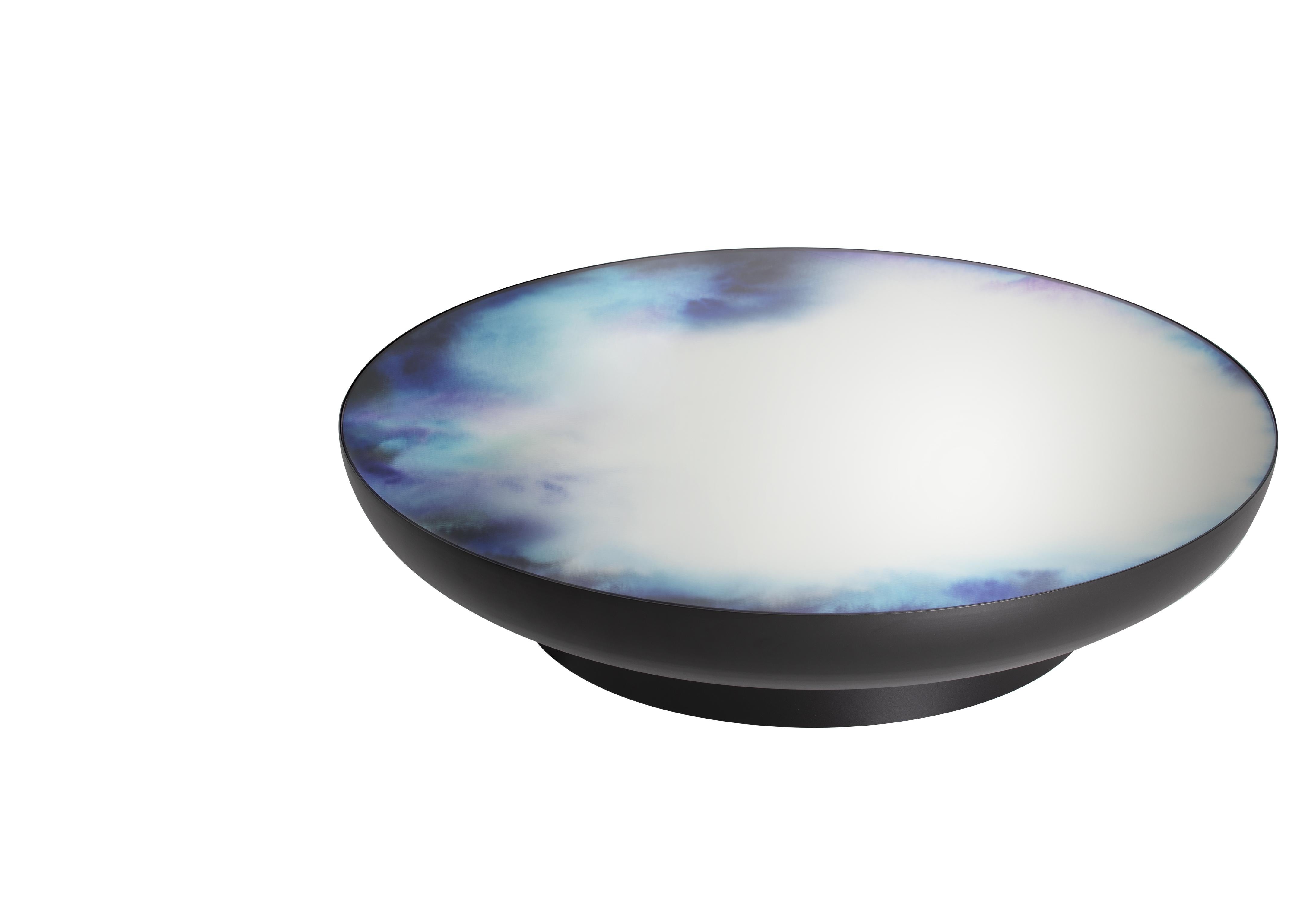 Petite Friture Extra Large Francis Coffee Table in Black & Blue Watercolour Mirror by Constance Guisset, 2018

Francis collection starts with a painter brush resting in a glass of water, when watercolour pigments reveal shifting drawings.