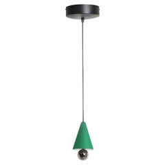 Petite lampe suspendue LED Friture XS en cerisier vert menthe et aluminium titane
