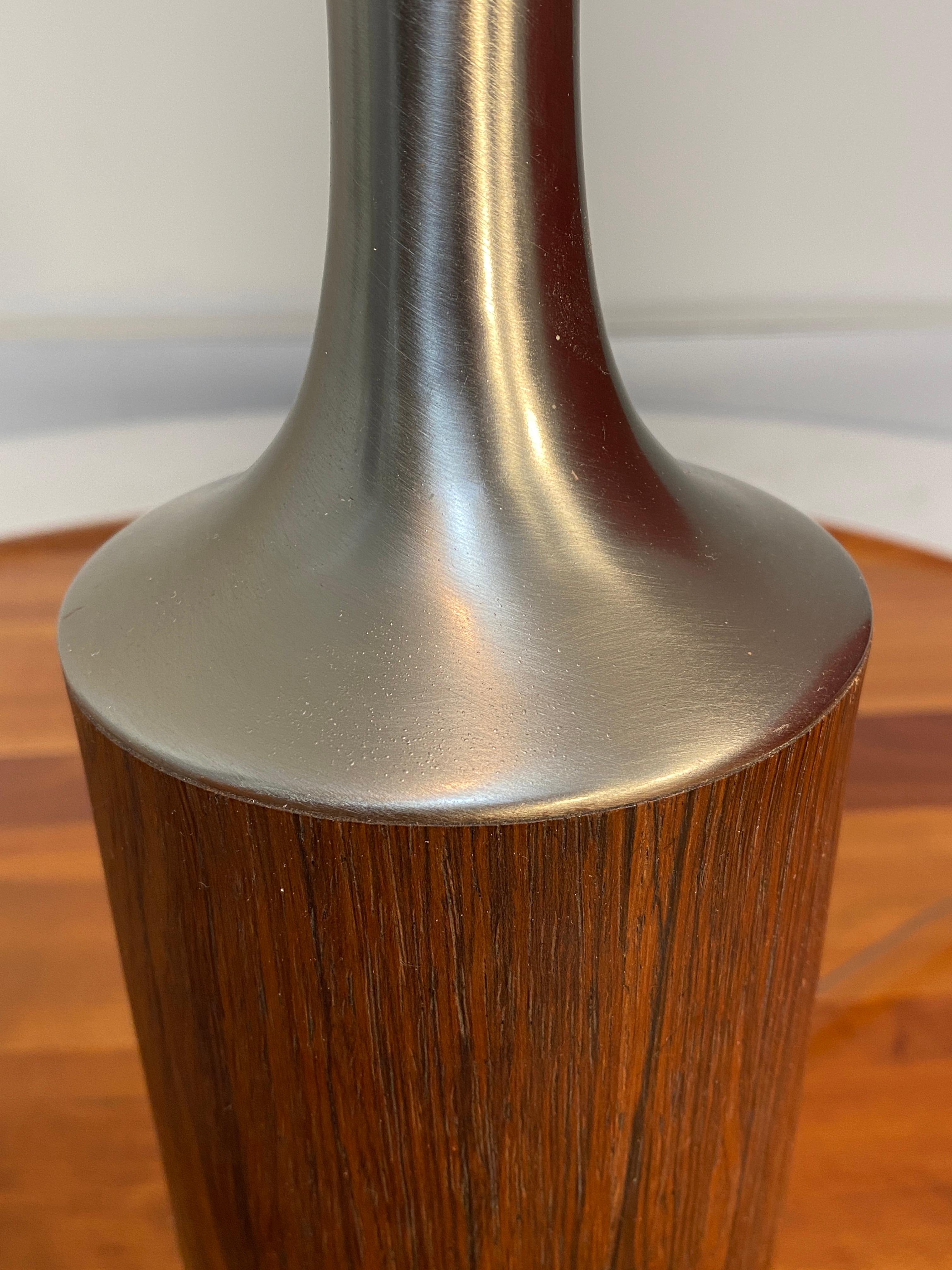 American Petite Genuine Rosewood and Chrome Lamp by Laurel For Sale