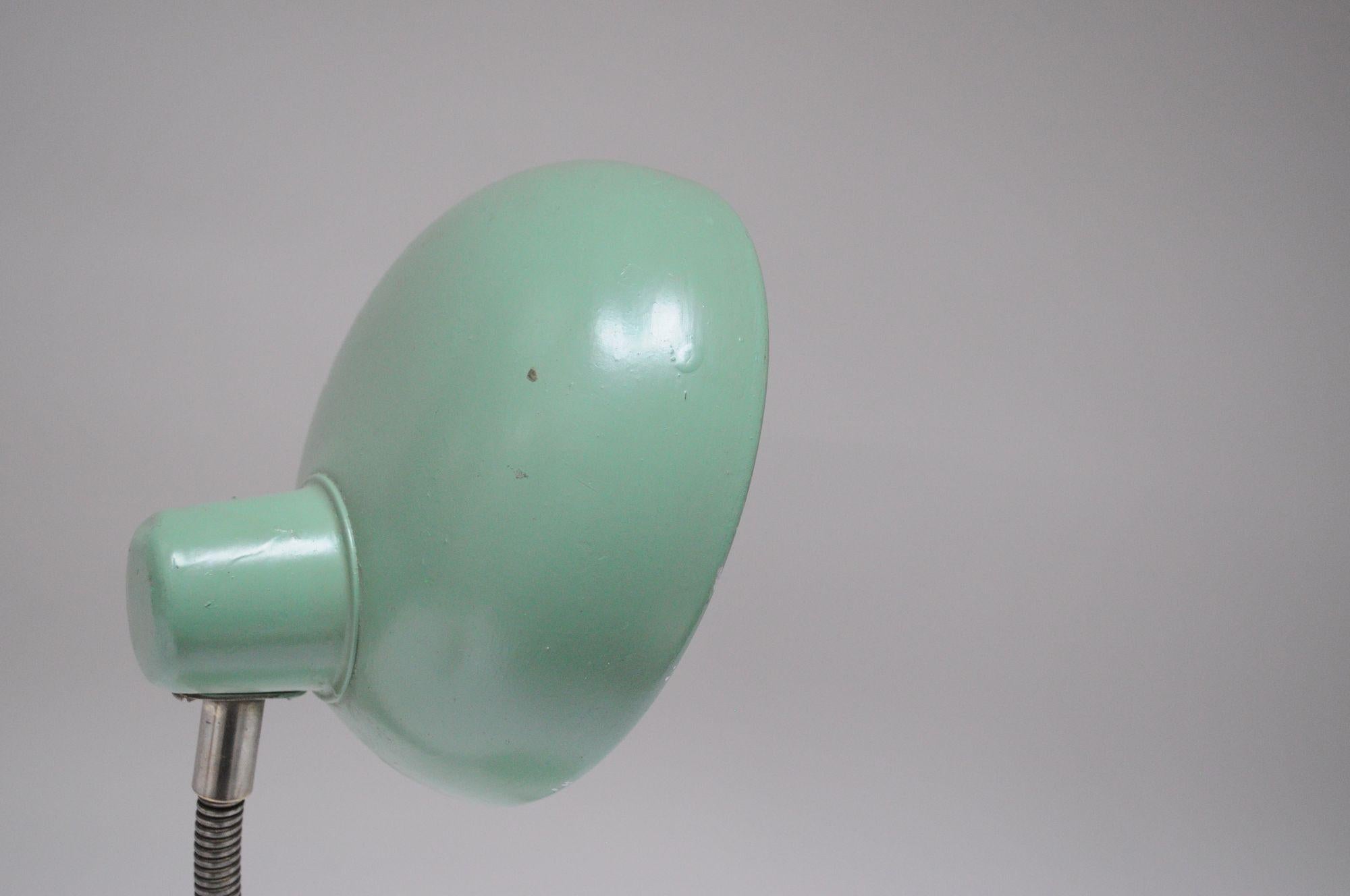 Petite German Modern Mint Green Gooseneck Task Lamp after Christian Dell For Sale 1