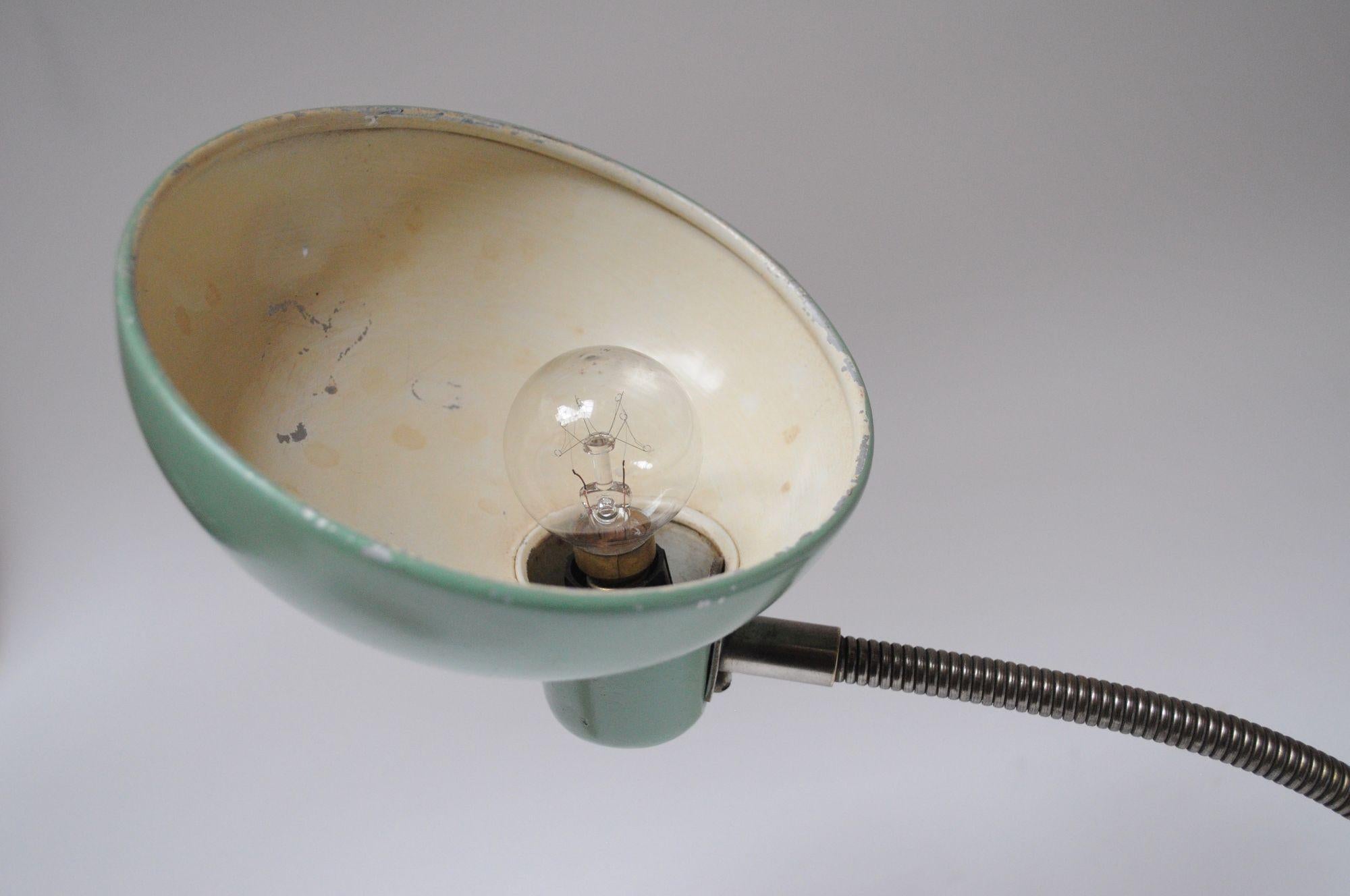 Petite German Modern Mint Green Gooseneck Task Lamp after Christian Dell For Sale 3