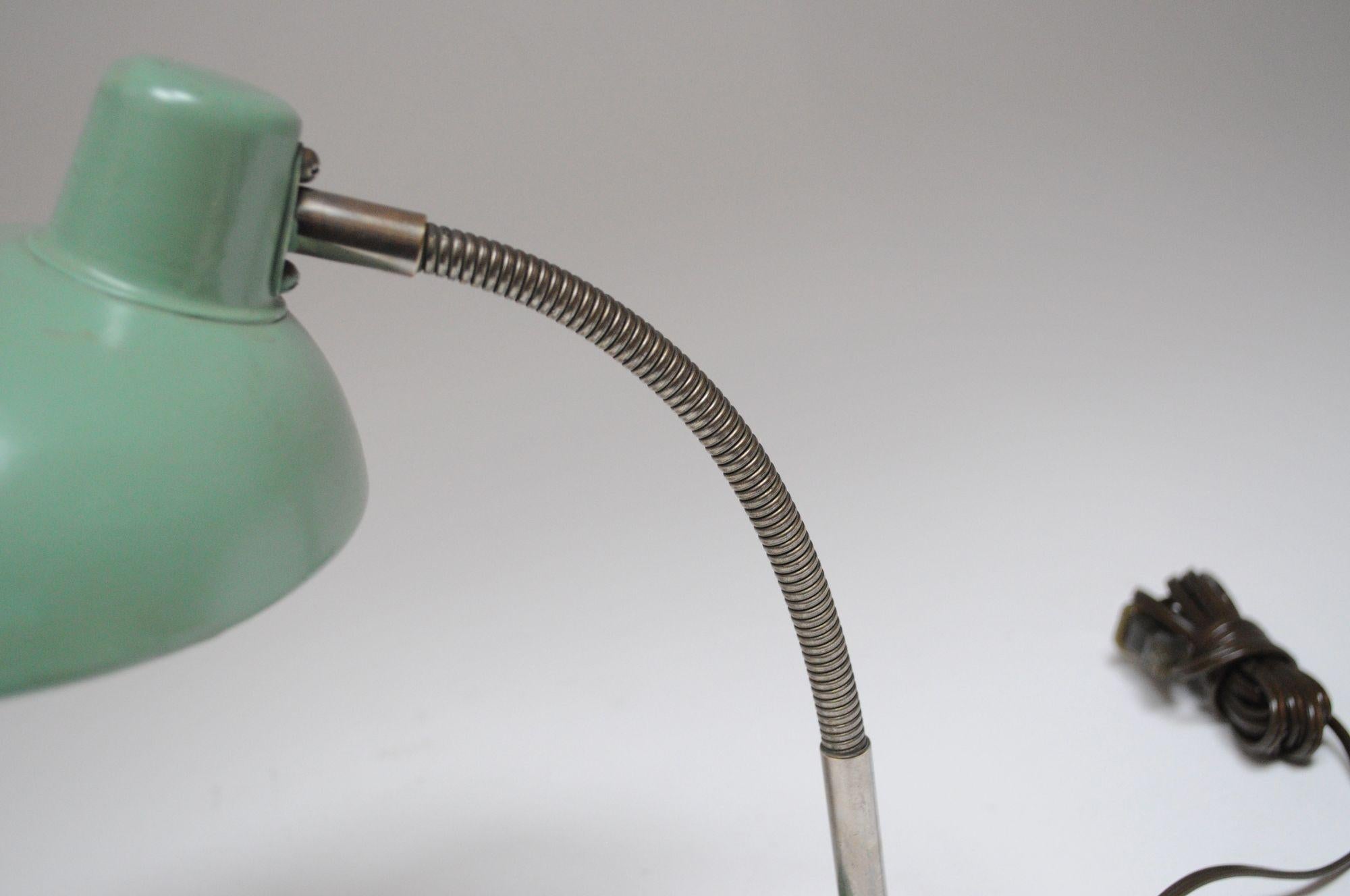 Petite German Modern Mint Green Gooseneck Task Lamp after Christian Dell For Sale 10