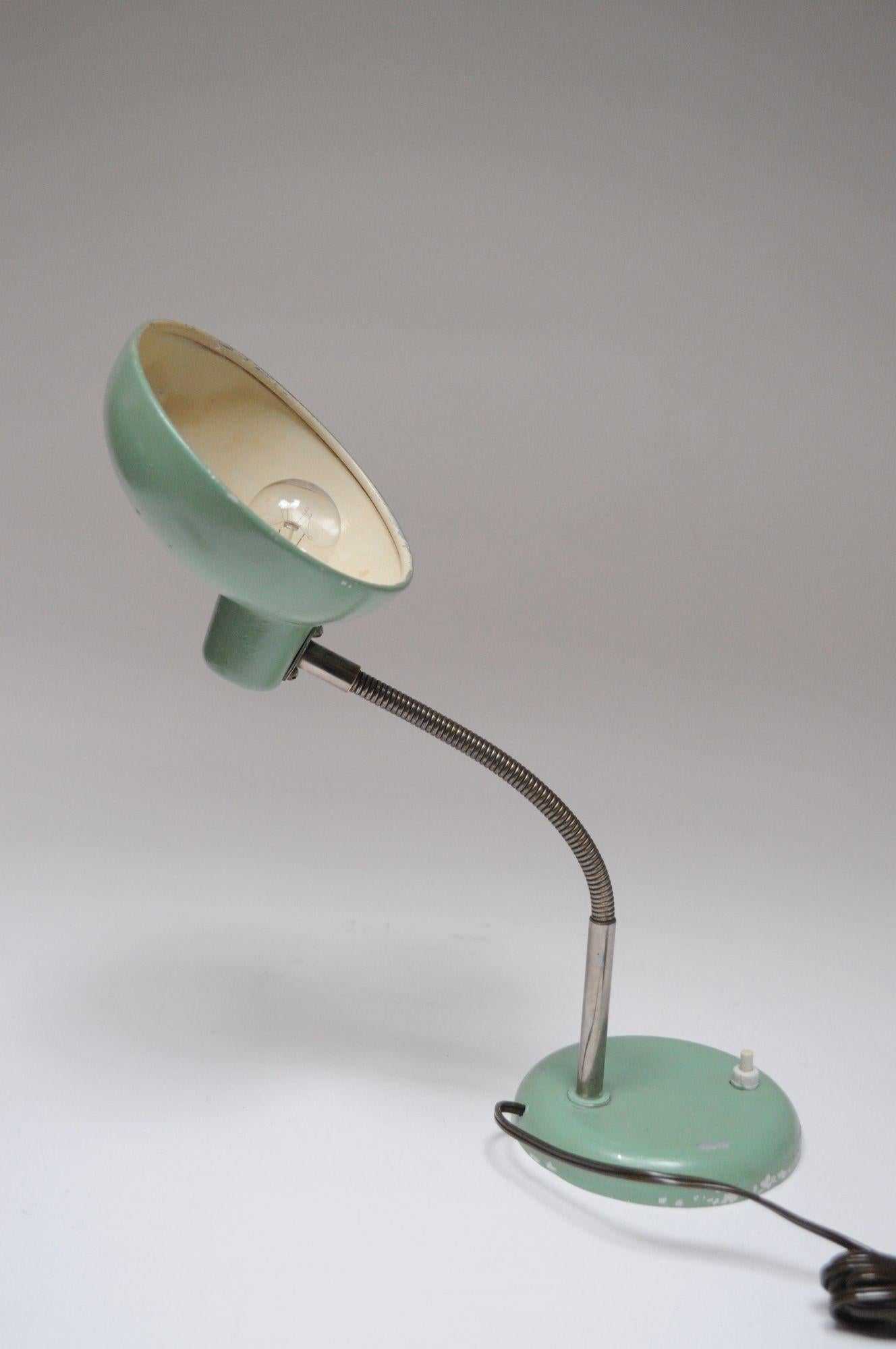 Petite German Modern Mint Green Gooseneck Task Lamp after Christian Dell For Sale 11