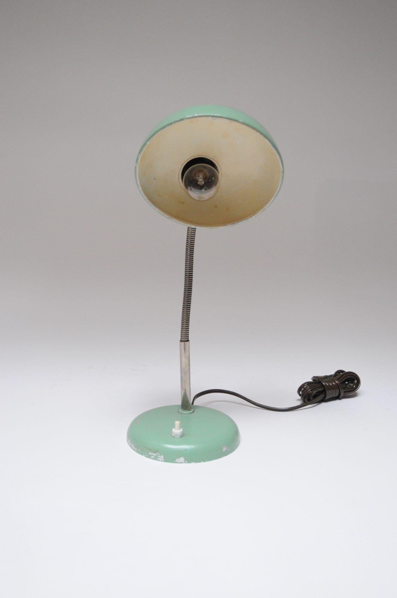 Mid-Century Modern Petite German Modern Mint Green Gooseneck Task Lamp after Christian Dell For Sale