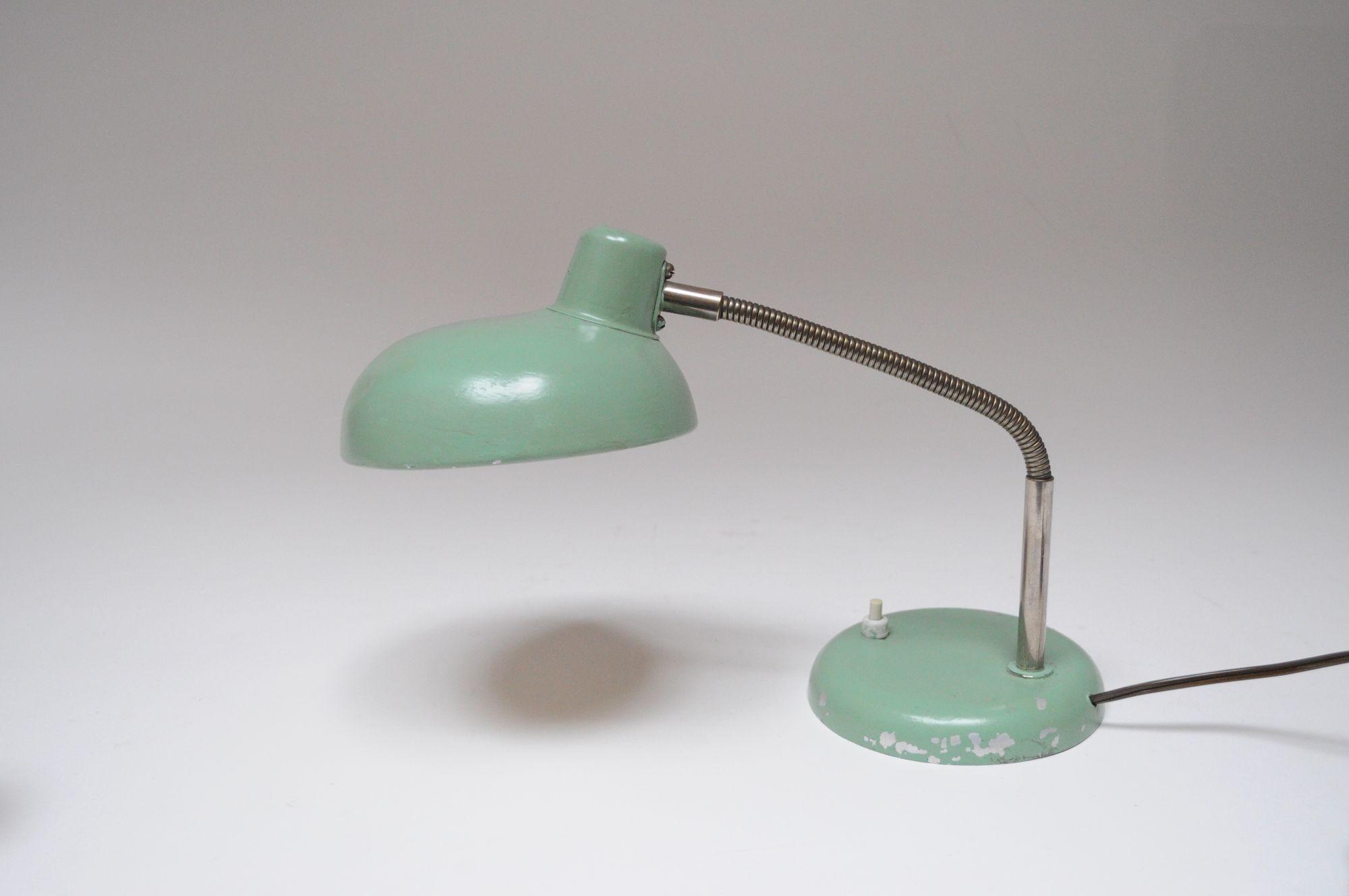 Petite German Modern Mint Green Gooseneck Task Lamp after Christian Dell For Sale 8
