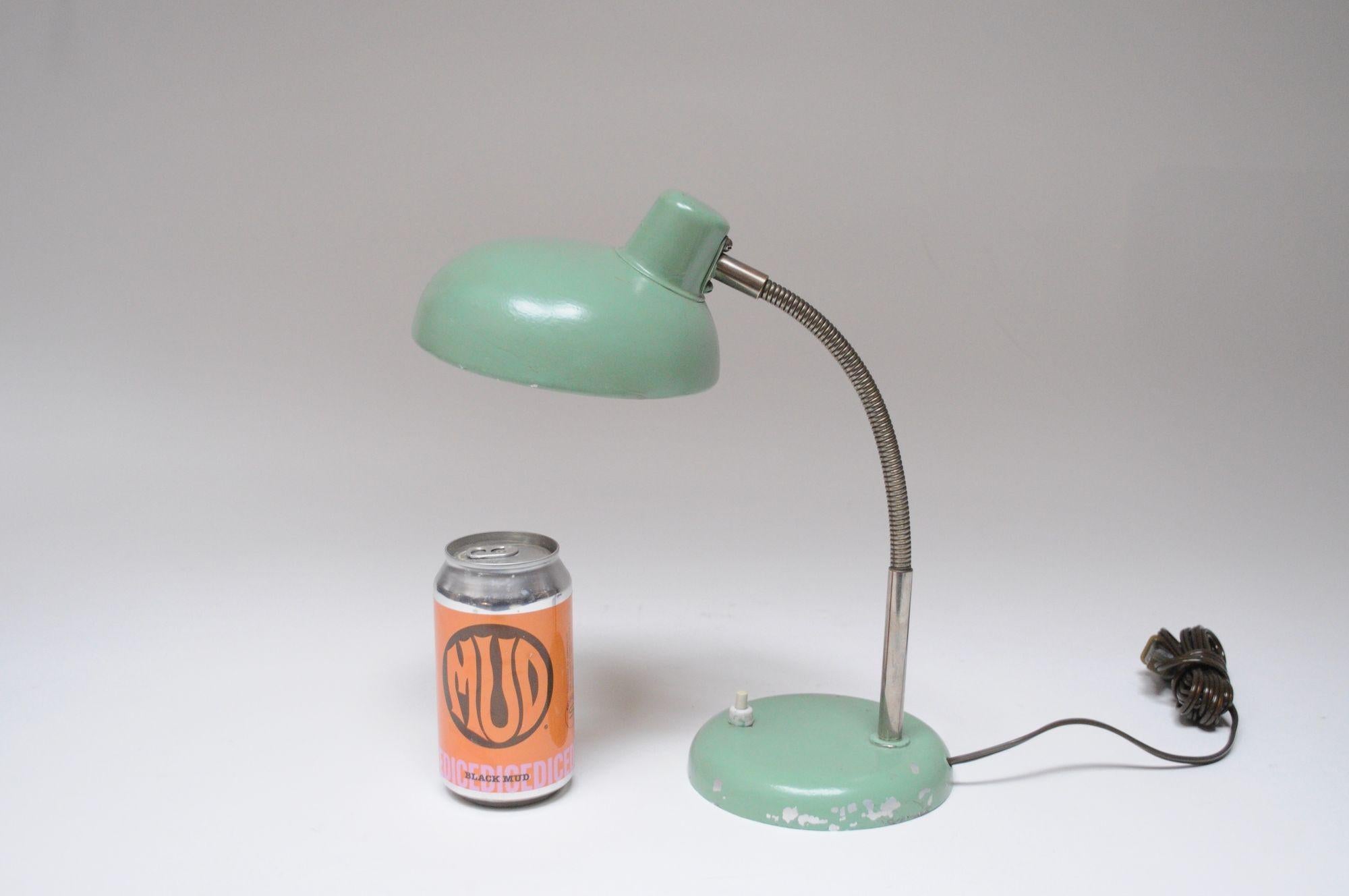 Mid-20th Century Petite German Modern Mint Green Gooseneck Task Lamp after Christian Dell For Sale