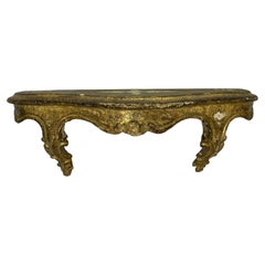 Petite Gilded Tole Wall Mount Console Hollywood Regency Style Vintage Italy