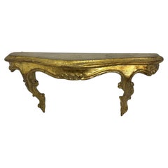 Petite Gilded Tole Wall Mount Console Hollywood Regency Style Vintage Italy