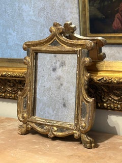 Petite Gilded Wall and Table Mirror, 18th Century, Italian