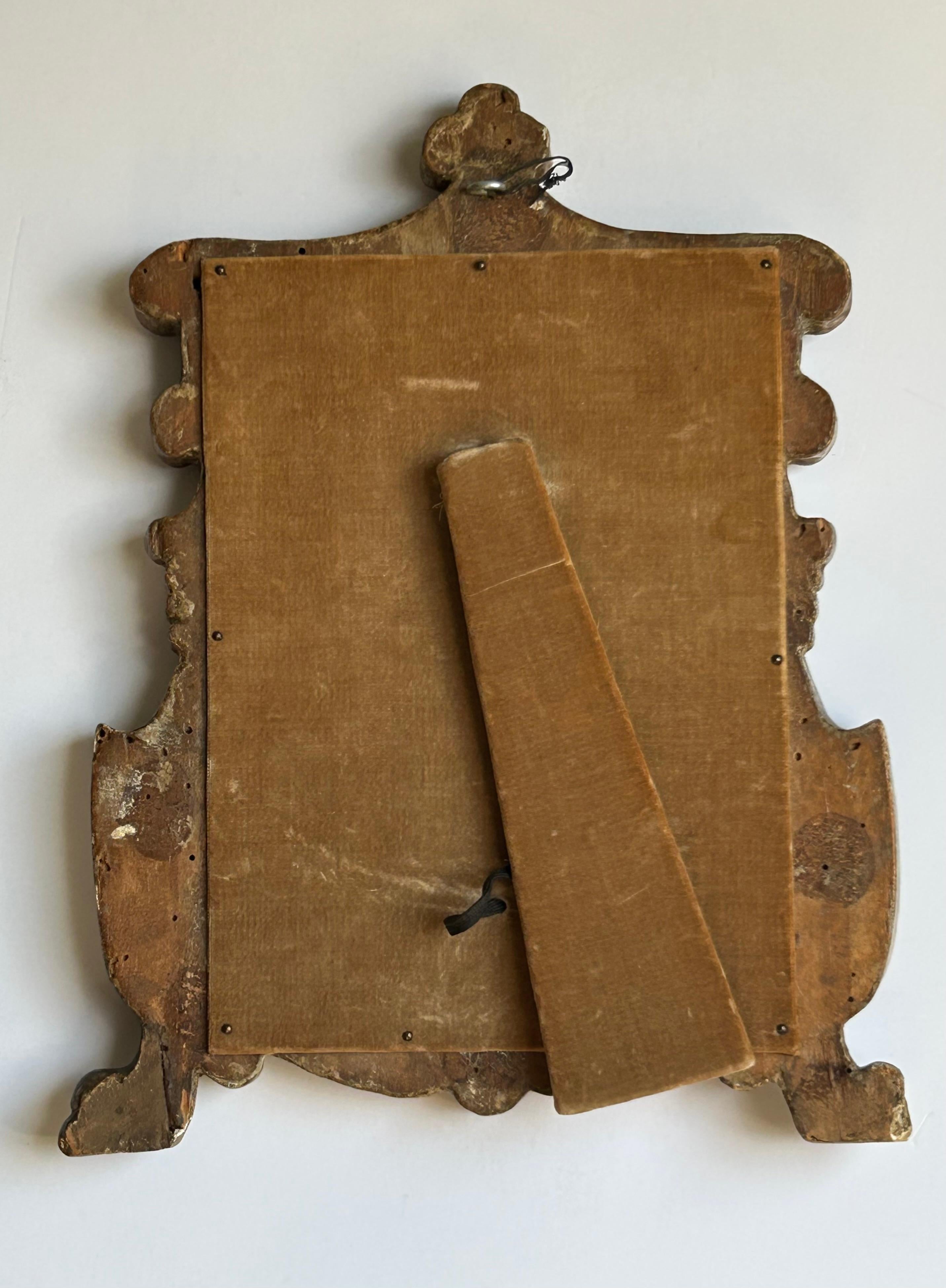 Pequeño espejo dorado de pared y mesa, Siglo XVIII, Italiano en venta 2