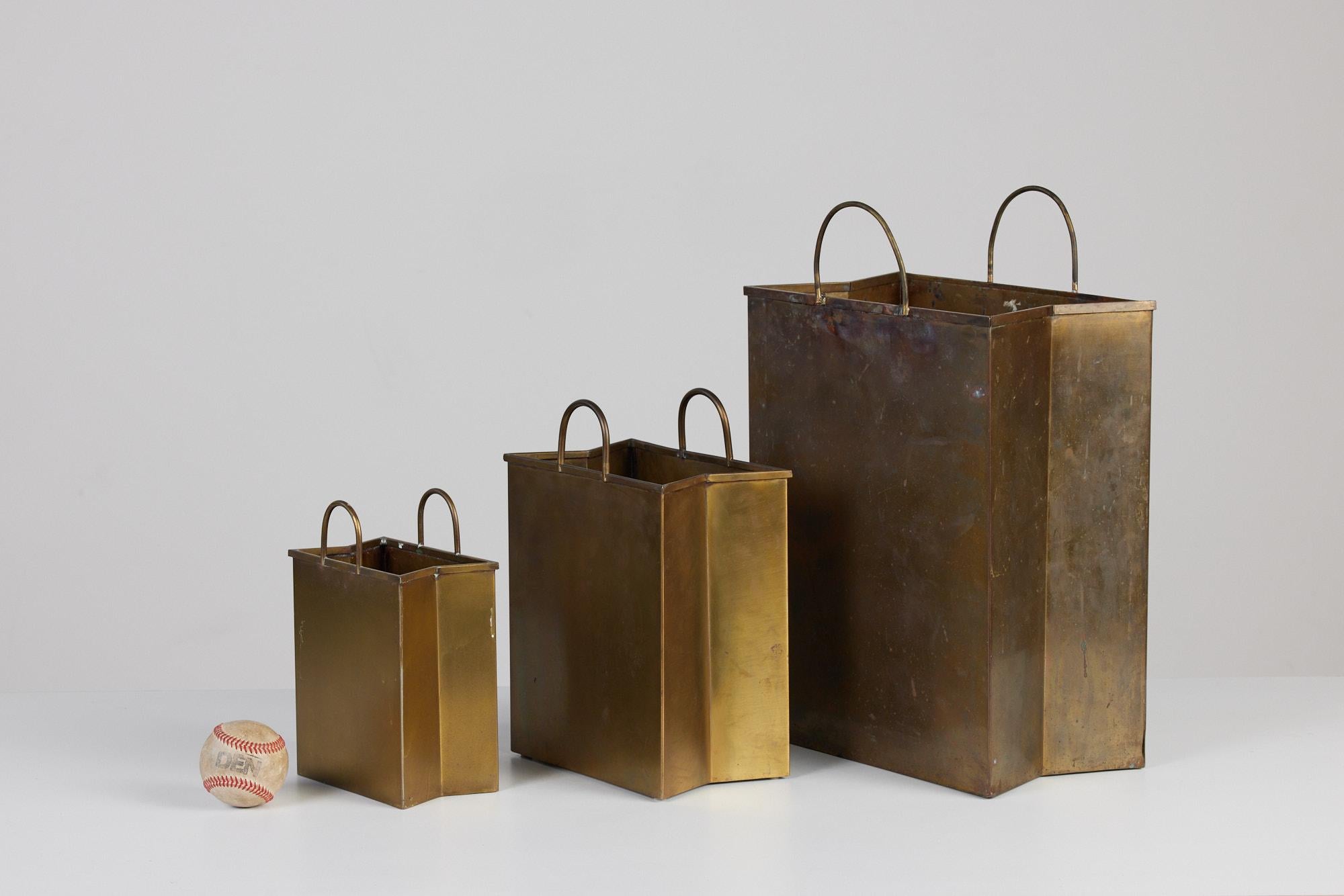 Petite Gio Ponti Attributed Patinated Brass Shopping Bag 5