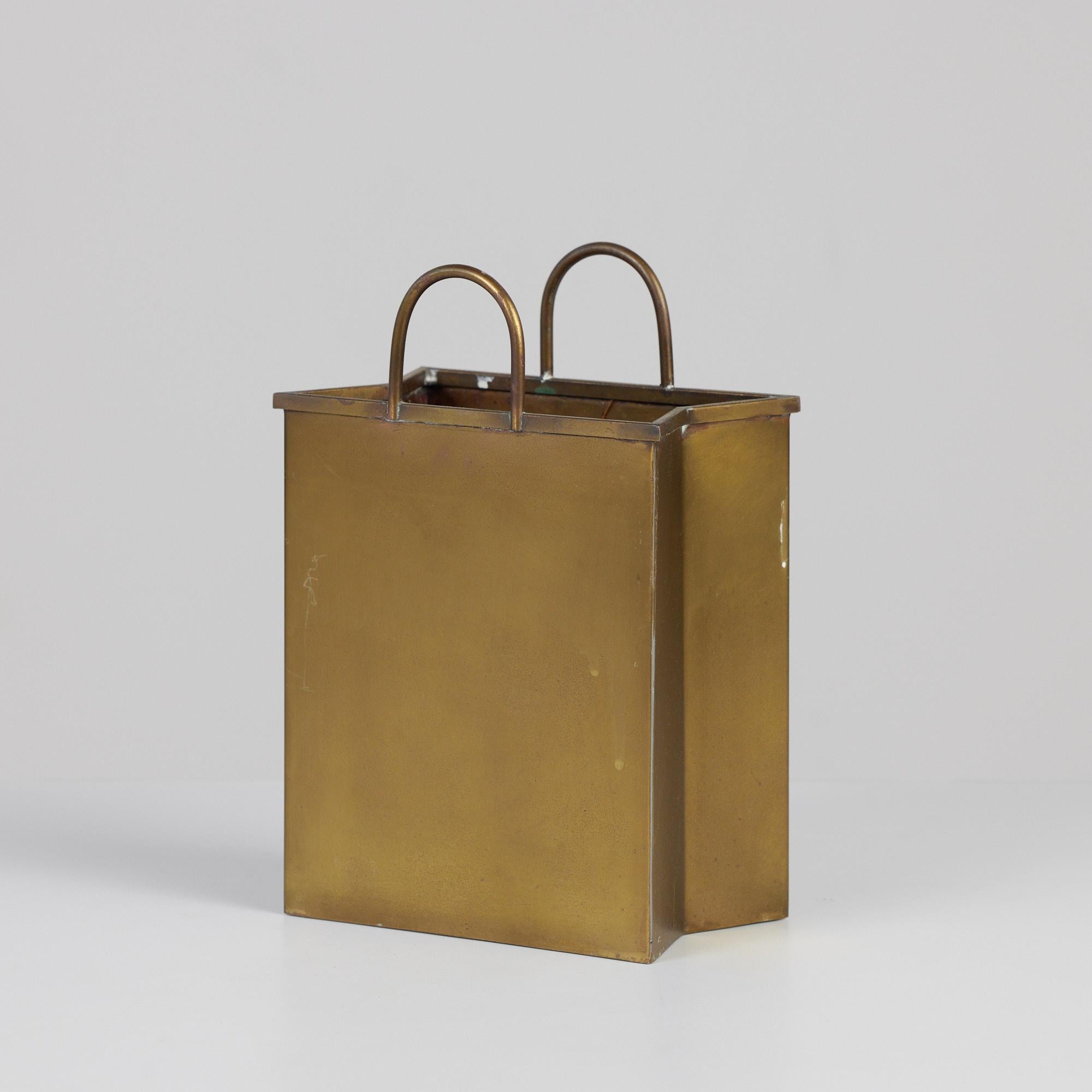 Mid-Century Modern Petite Gio Ponti Attributed Patinated Brass Shopping Bag