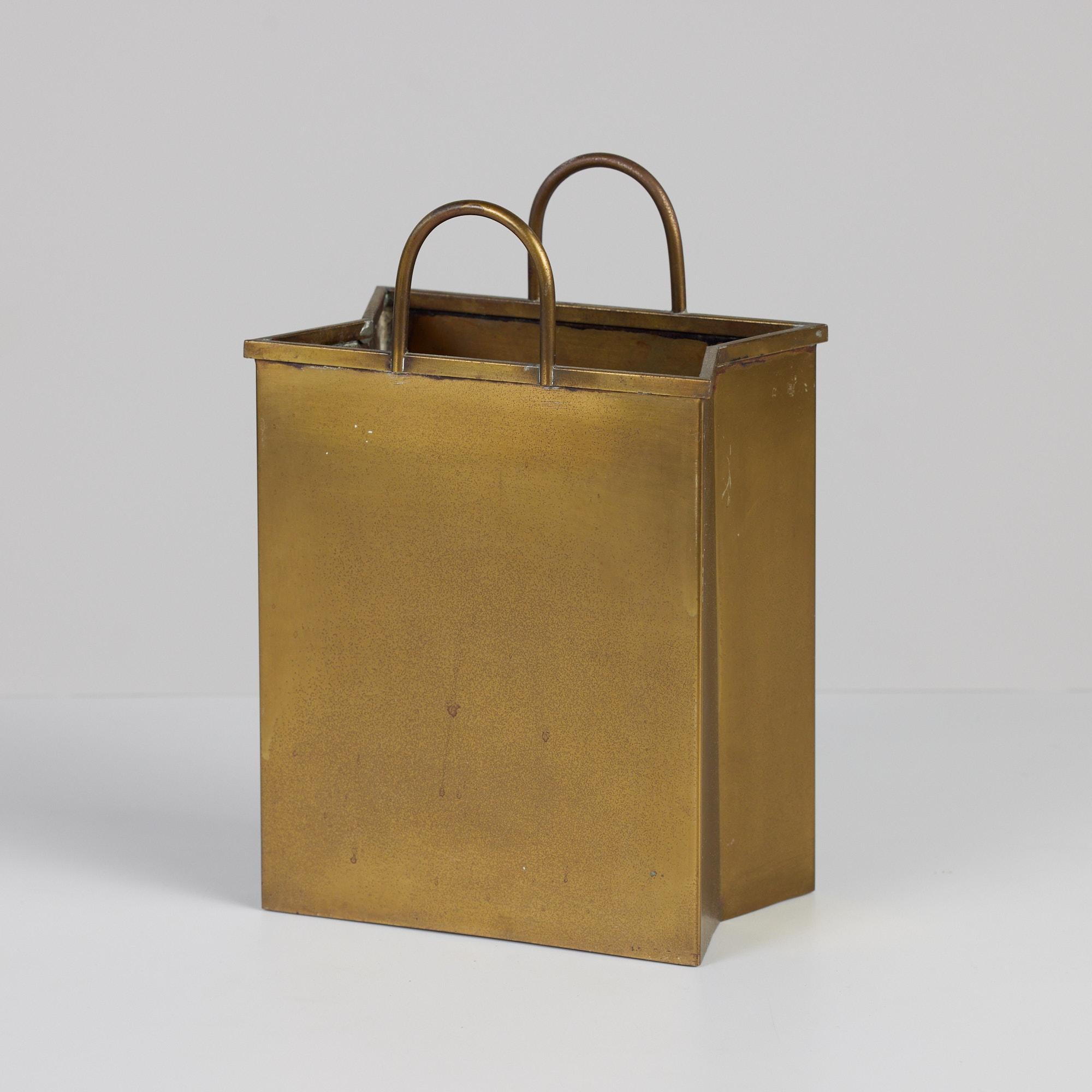 Petite Gio Ponti Attributed Patinated Brass Shopping Bag 1