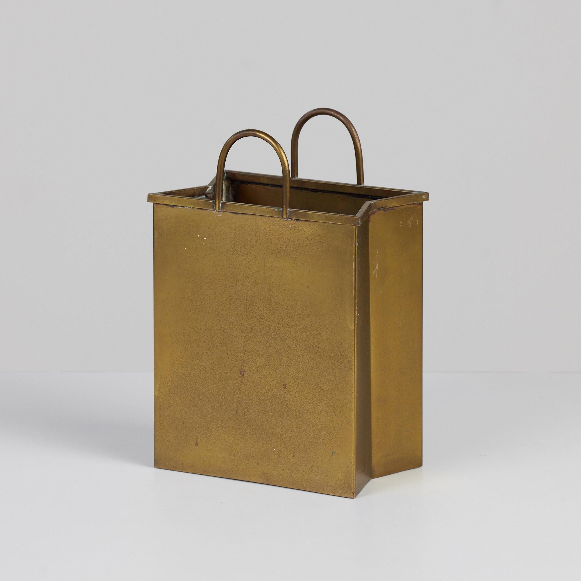 Petite Gio Ponti Attributed Patinated Brass Shopping Bag 3