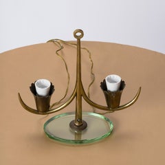 Petite Glass and Brass Table Lamp Att. Fontana Arte, Italy 1950s