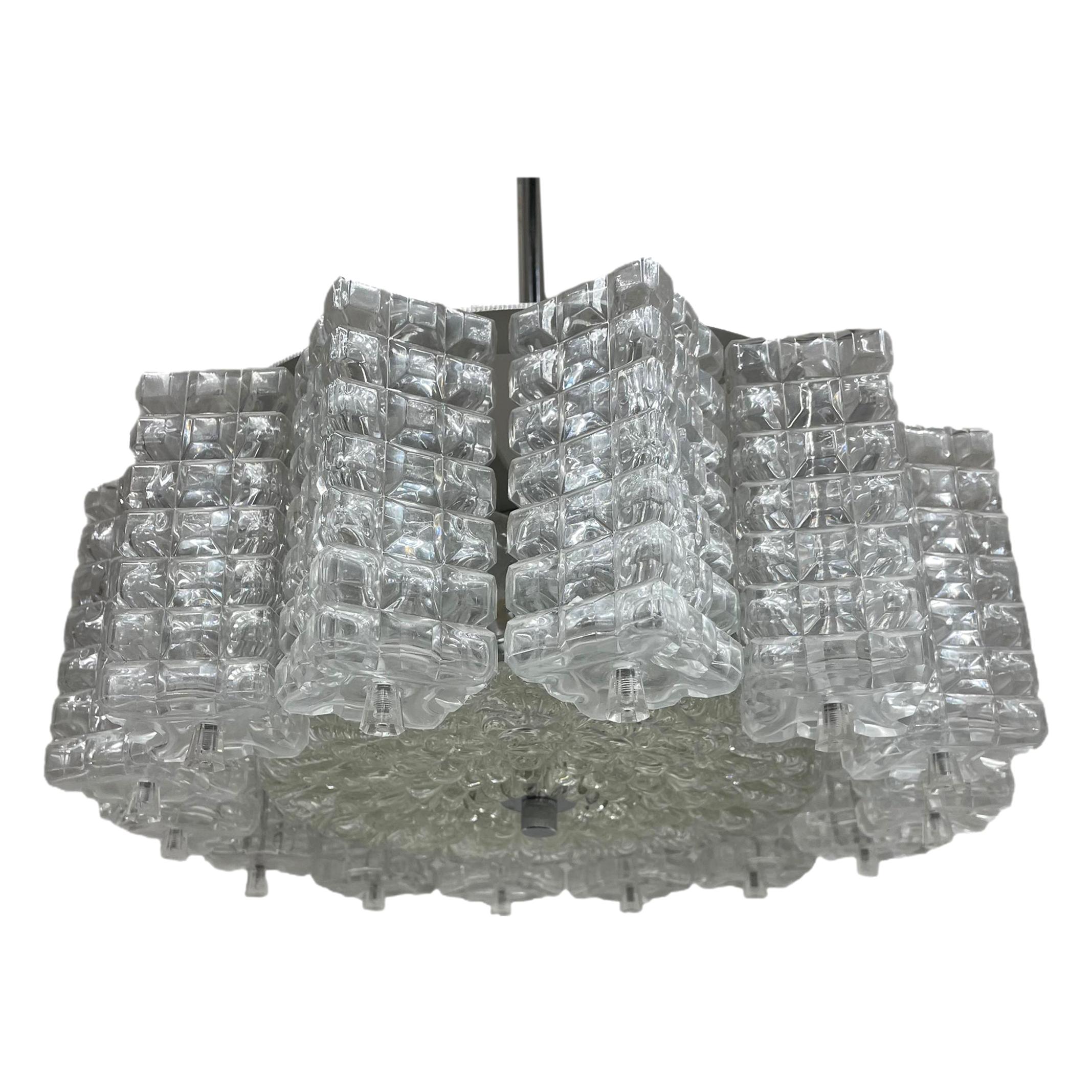 Petite Glass Cube Chandelier by Austrolux, Austria, 1960s For Sale