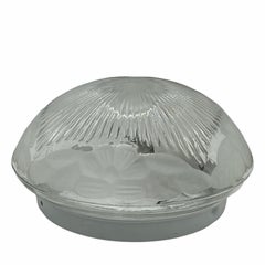 Petite Glass Flush Mount Ceiling Light Satined Flower Pattern, Germany, 1970s