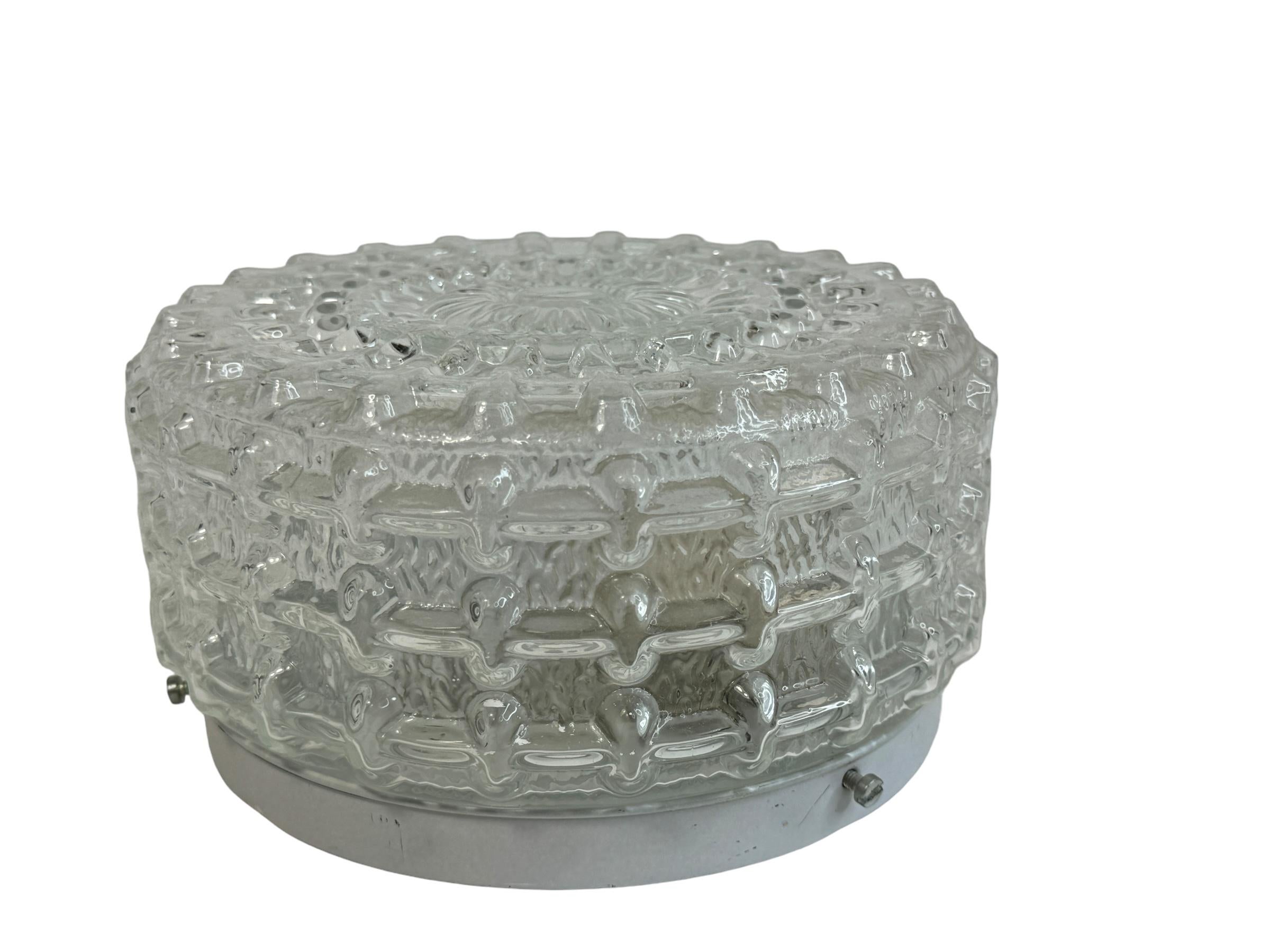 Petite Glass Flush Mount Vintage German, 1970s For Sale 7