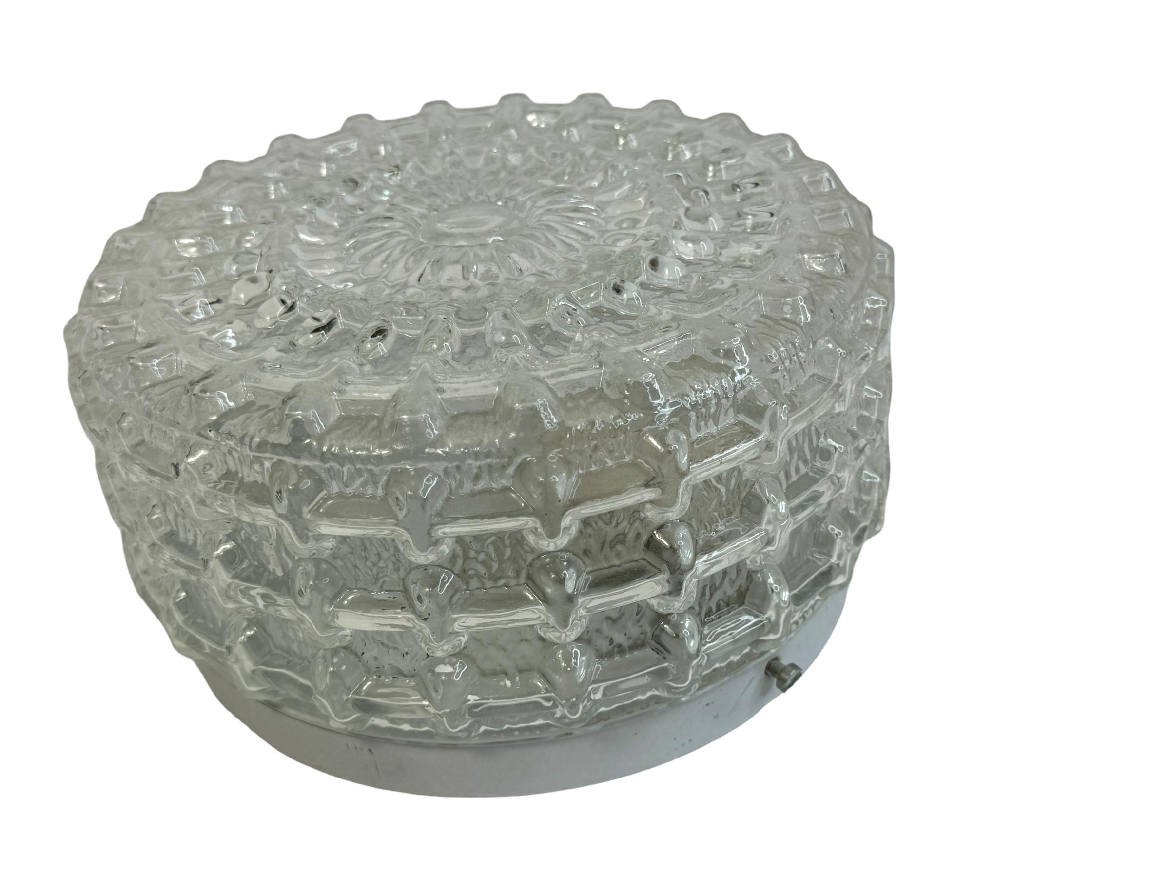 Late 20th Century Petite Glass Flush Mount Vintage German, 1970s For Sale