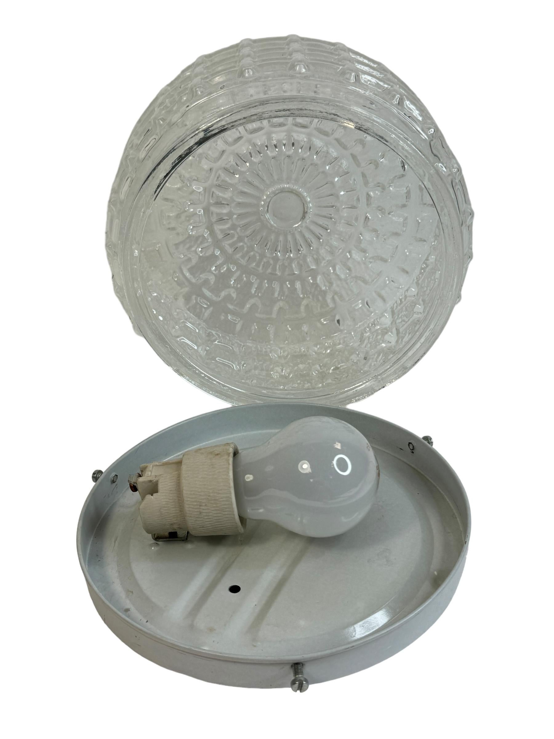 Petite Glass Flush Mount Vintage German, 1970s For Sale 1