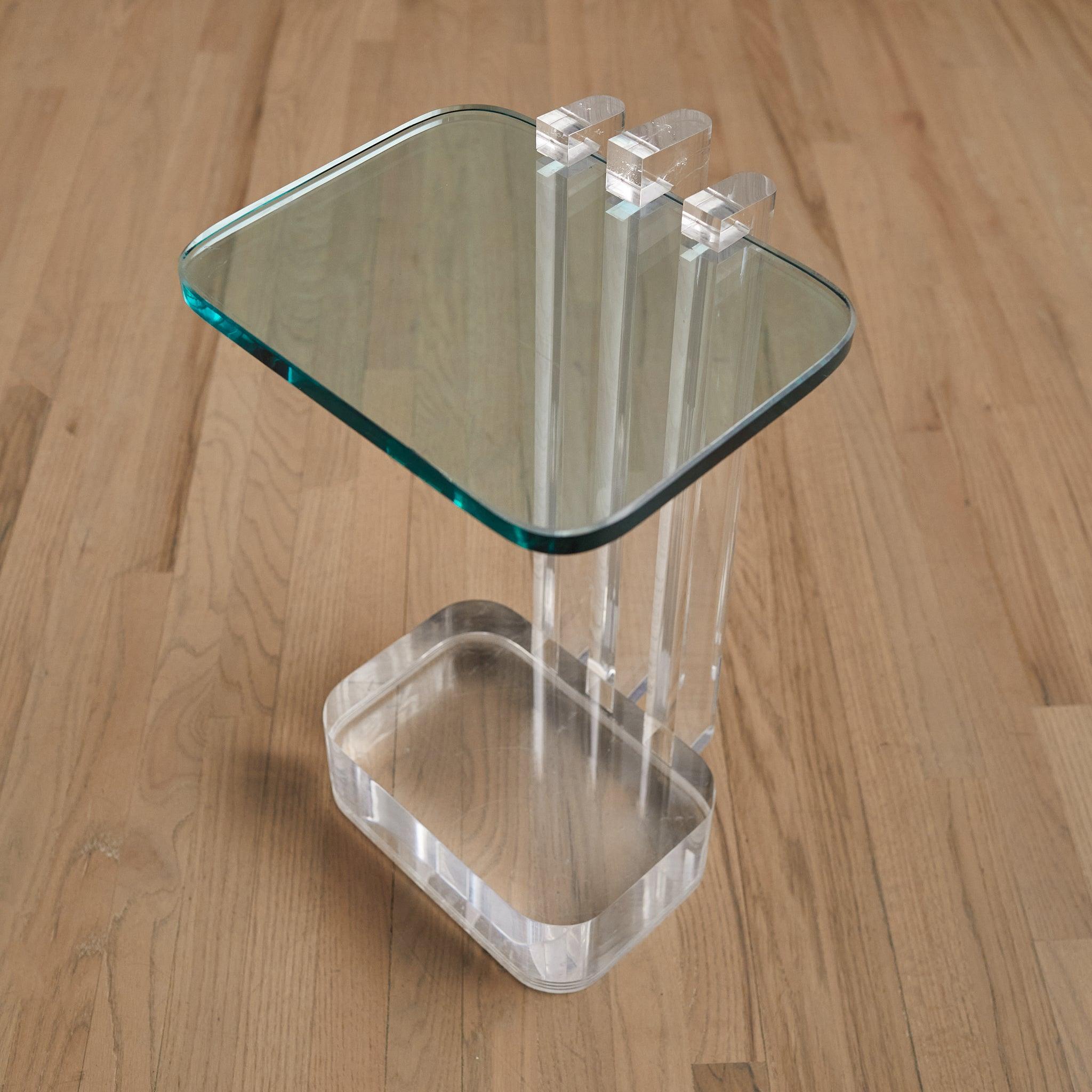 Petite Glass + Lucite Side Table by Les Prismatique, 1980s For Sale 4