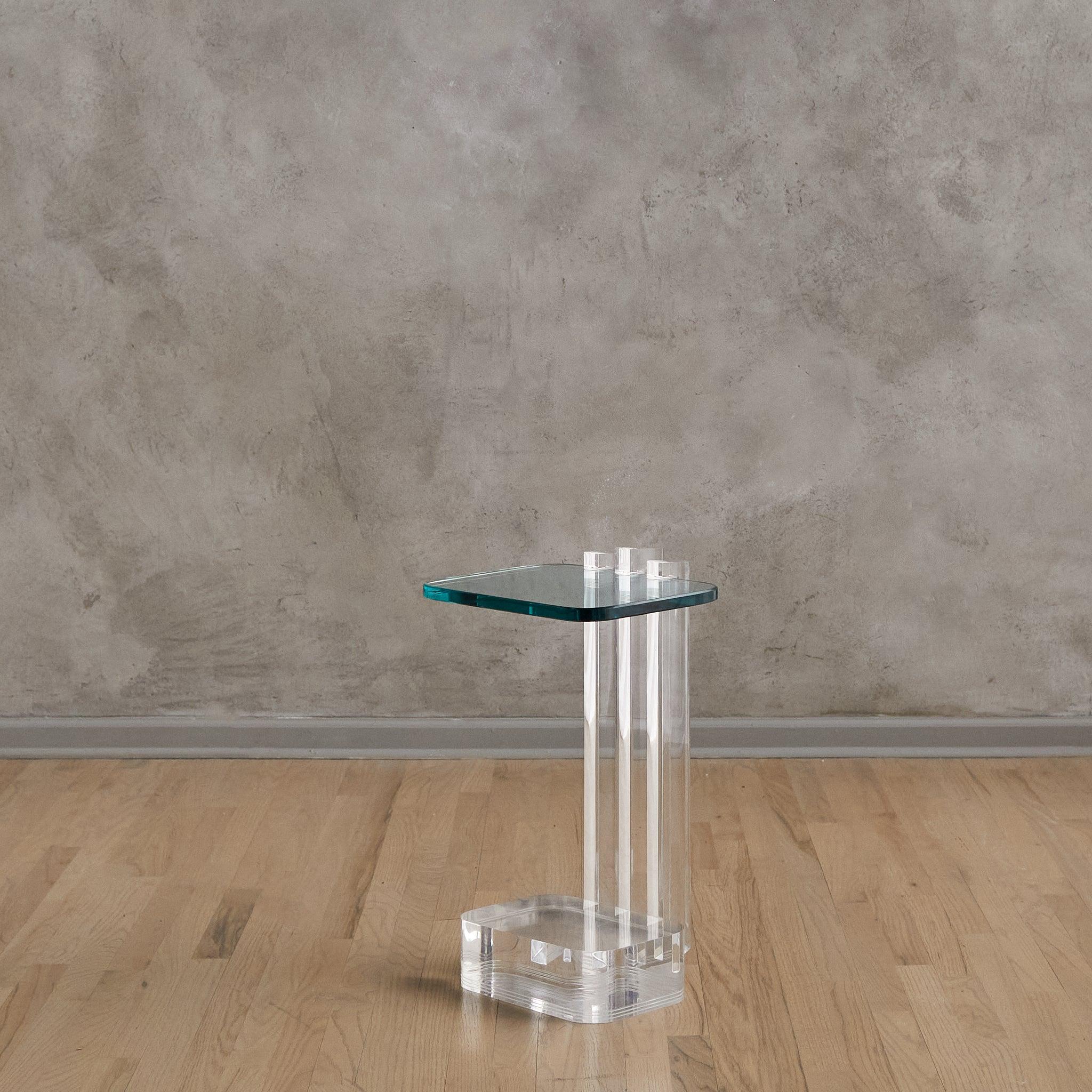 Petite Glass + Lucite Side Table by Les Prismatique, 1980s For Sale 5