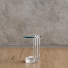 Petite Glass + Lucite Side Table by Les Prismatique, 1980s