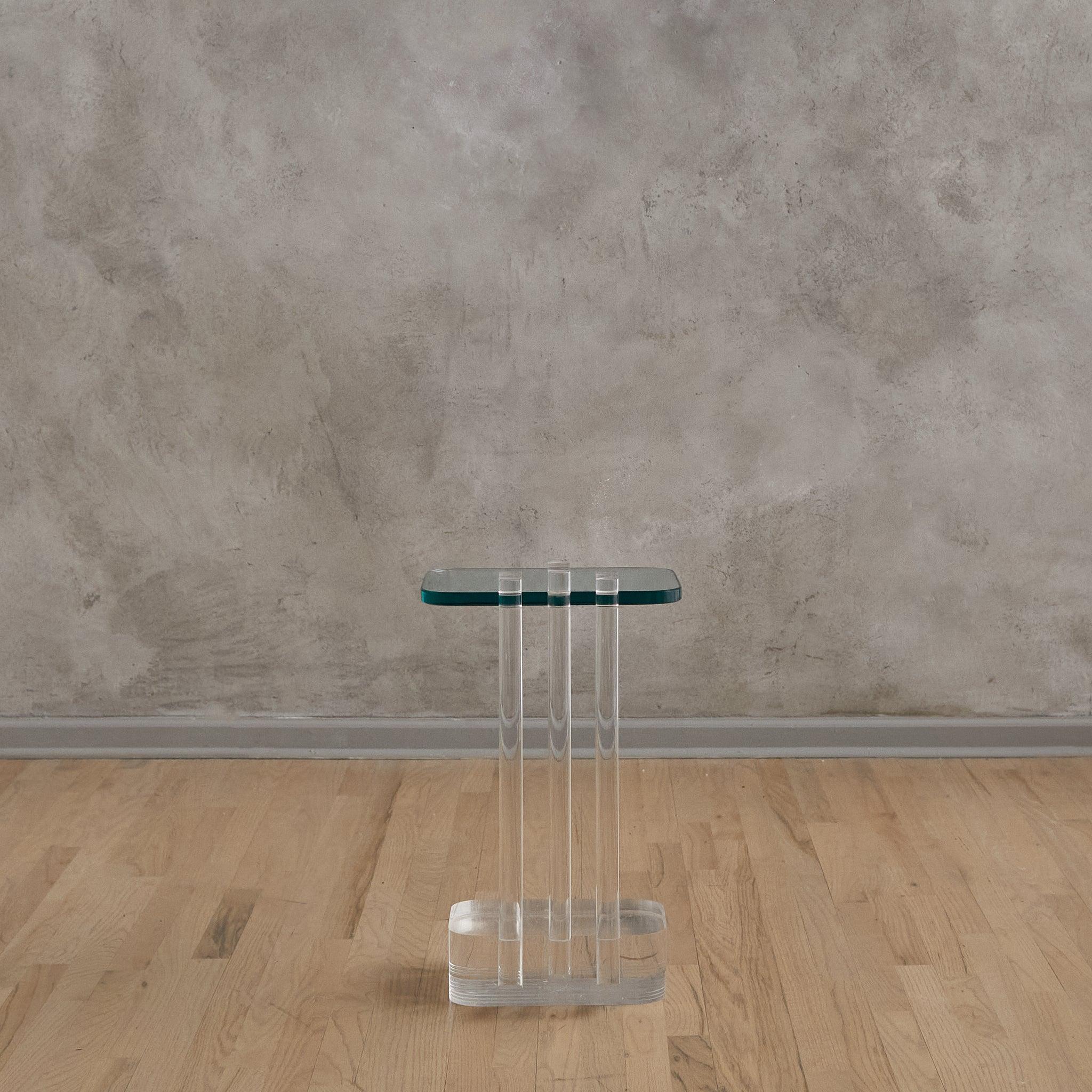 Petite Glass + Lucite Side Table by Les Prismatique, 1980s In Good Condition For Sale In Chicago, IL