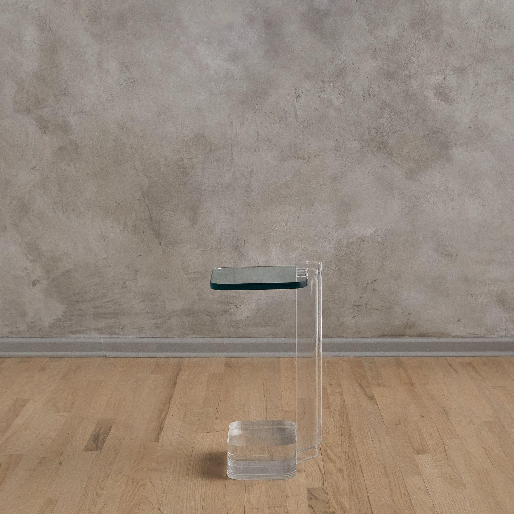 Petite Glass + Lucite Side Table by Les Prismatique, 1980s For Sale 2