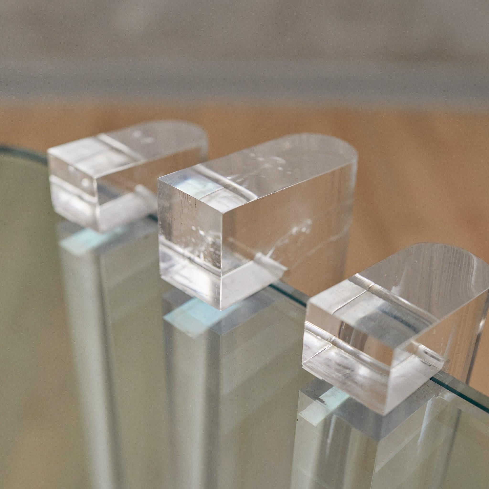 Petite Glass + Lucite Side Table by Les Prismatique, 1980s For Sale 3