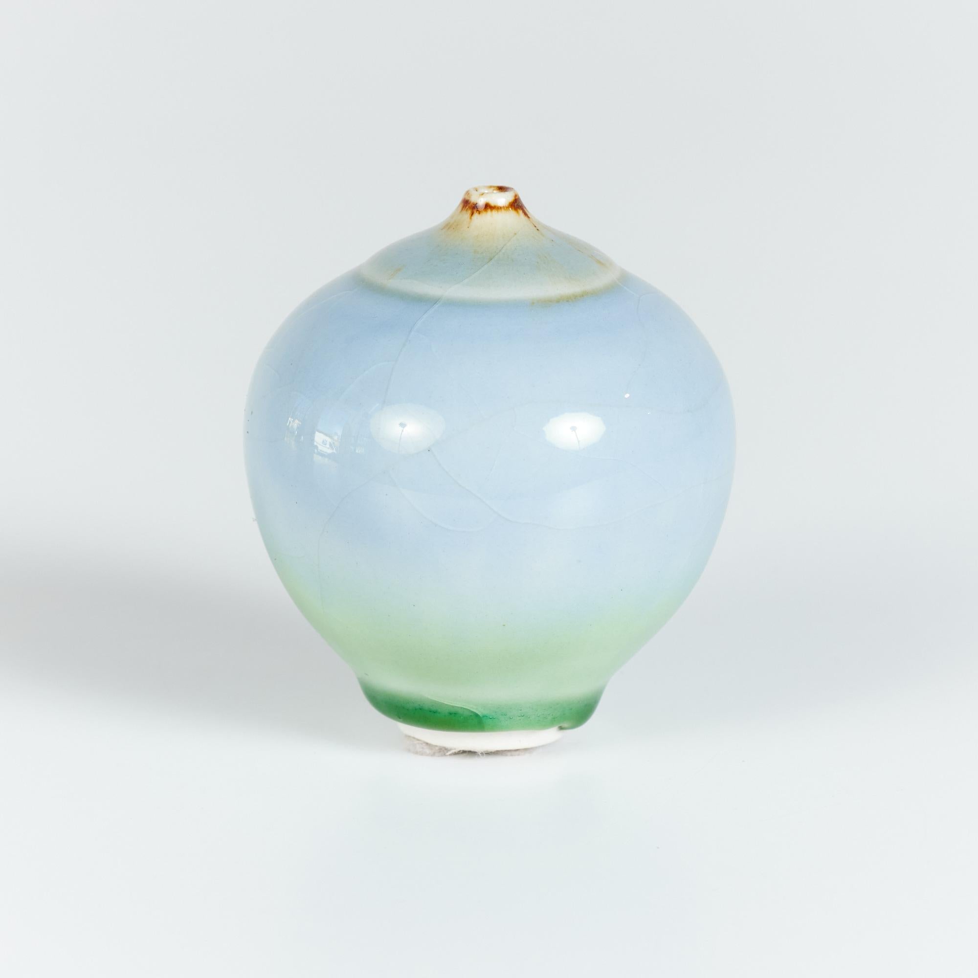 Petite Glazed Ceramic Bud Vase In Excellent Condition In Los Angeles, CA