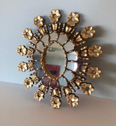 Petite Gold Leaf Decorative Wood Mirror From Peru