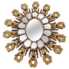 Petite Gold Leaf Decorative Wood Mirror From Peru