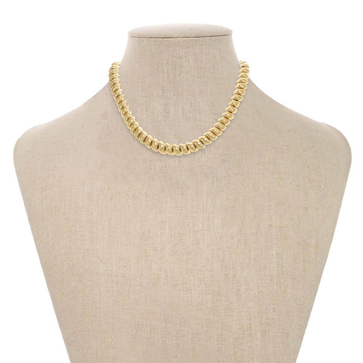 Bold and beautiful! This timelessly chic necklace has petite gold pellets that offer the perfect amount of sophistication. This is the perfect necklace to transition from work to play!

Please message us if you would like to order this in rhodium