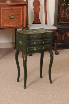 Petite Green Painted French Chevet with Floral Decoration, ca. 1890